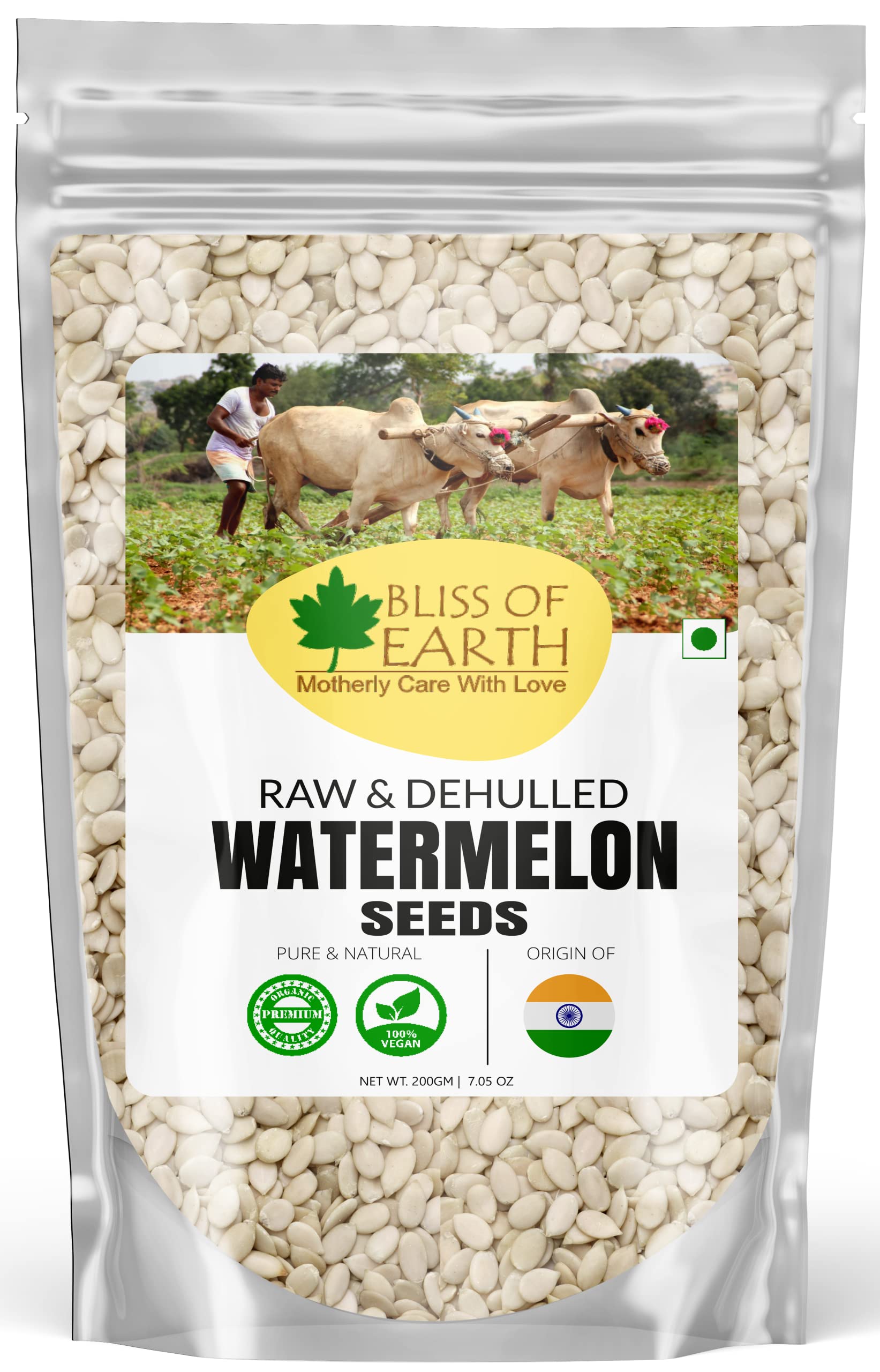 BLISS OF EARTH200Gm Watermelon Seeds (Tarbooj Magaj) Raw & Dehulled, High in Protein and Good for Health