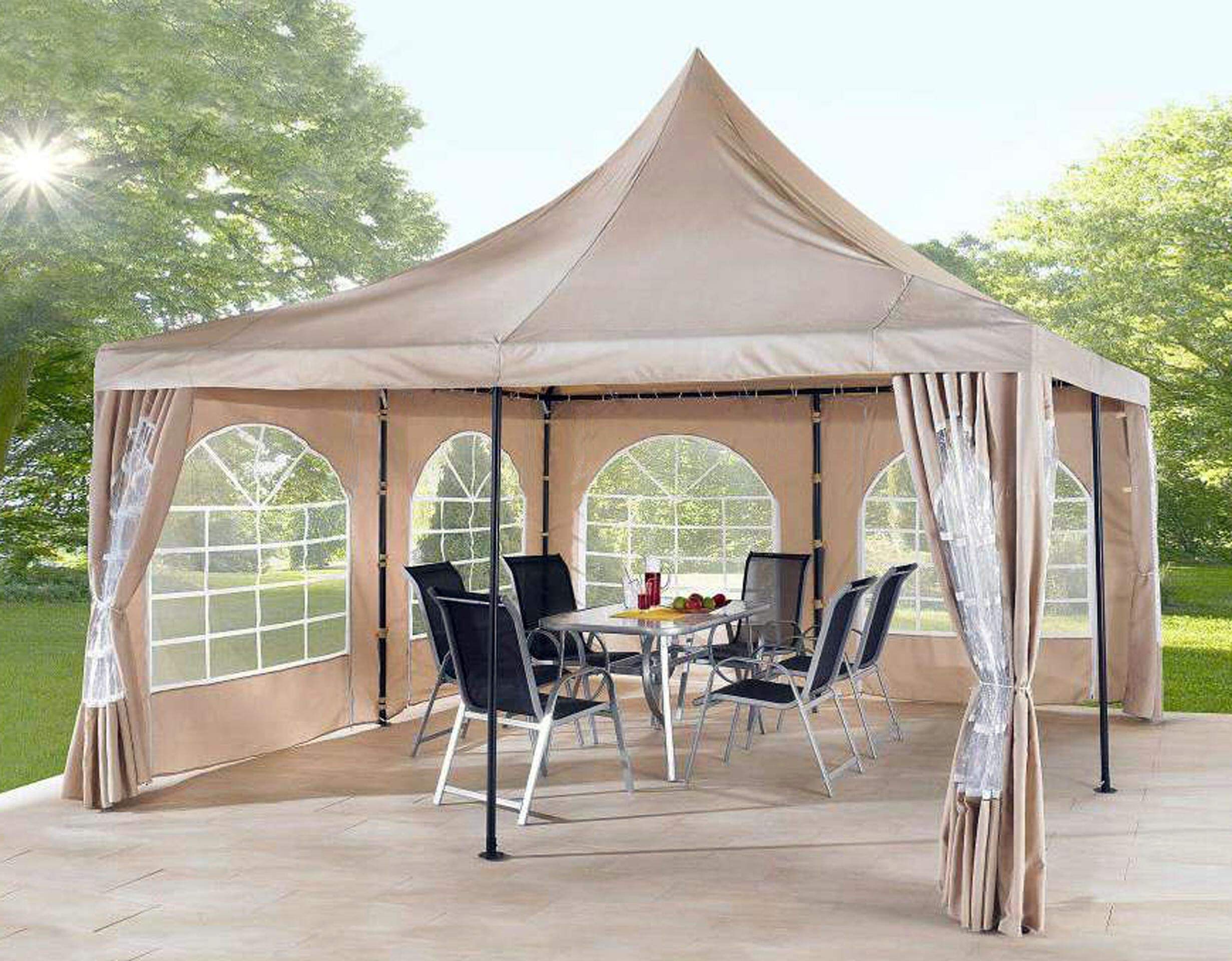 QUICK STAR 2 pareti laterali con finestra in PVC per gazebo Lounge Sahara 4 x 4 m parete laterale sabbia