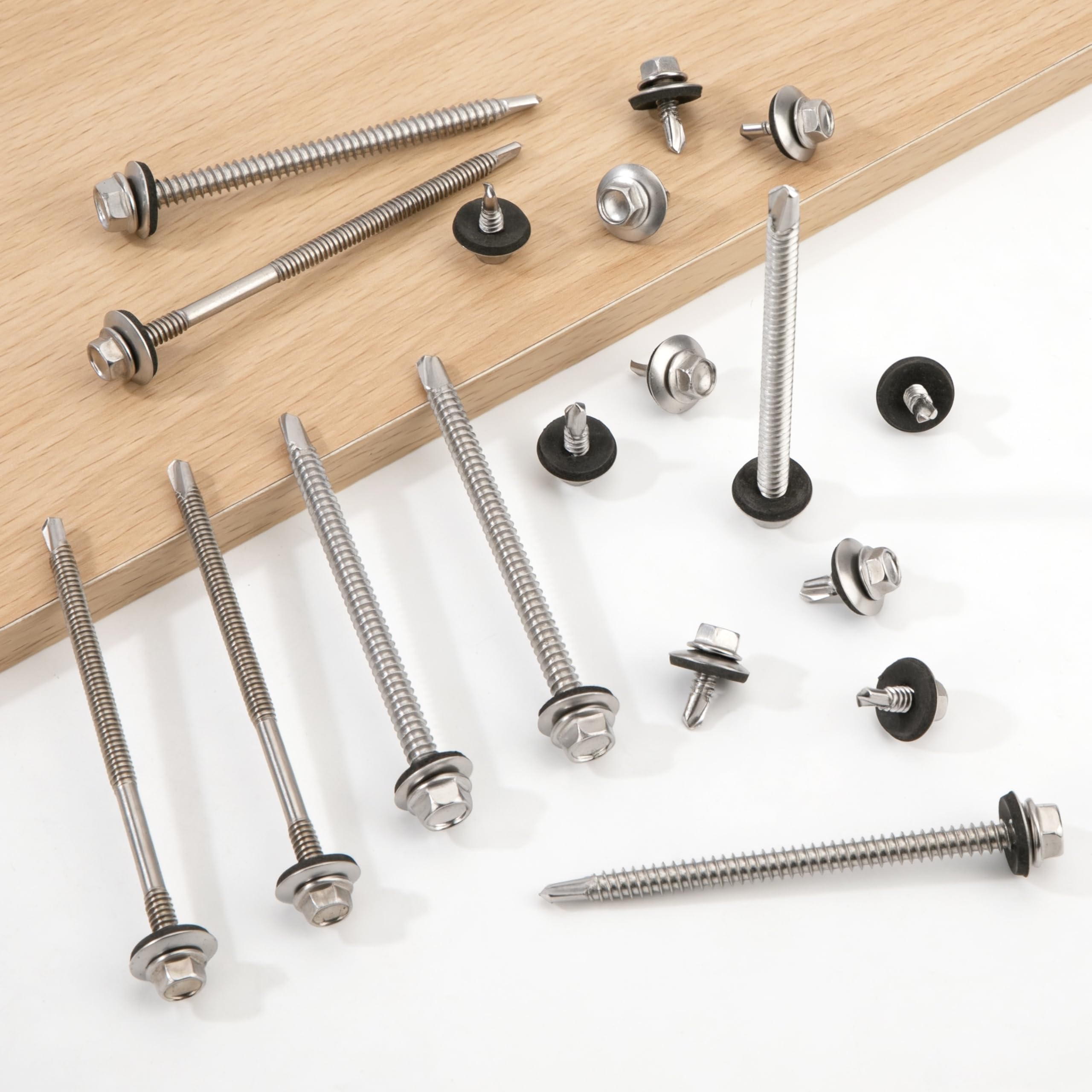 Tornillos Autoperforantes para Tejado y Chapa 5,5x90 mm, Inox 304, 100 Pcs