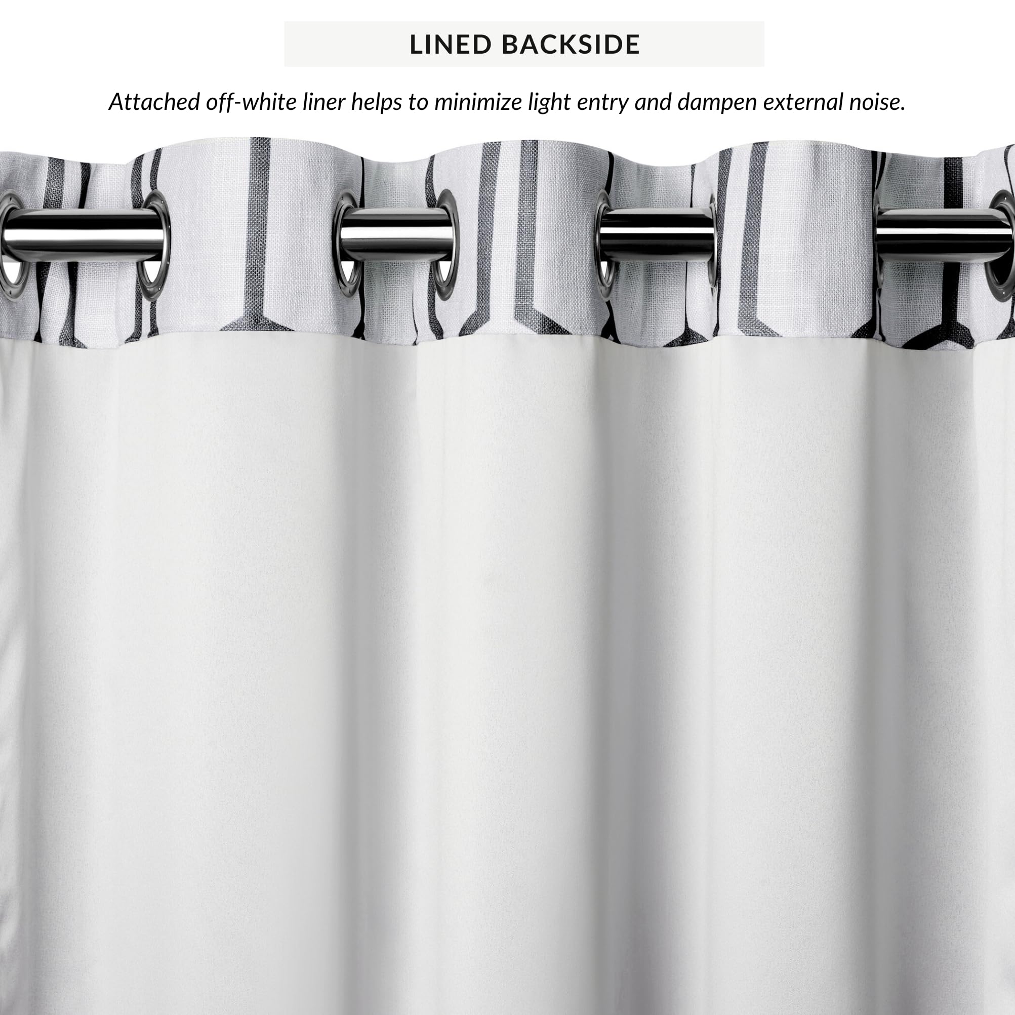 Elrene Home Fashions Kaiden Geometric Room-Darkening Window Curtain, Single Panel, 52" W x 84" L (1 Panel), Black - Image 3