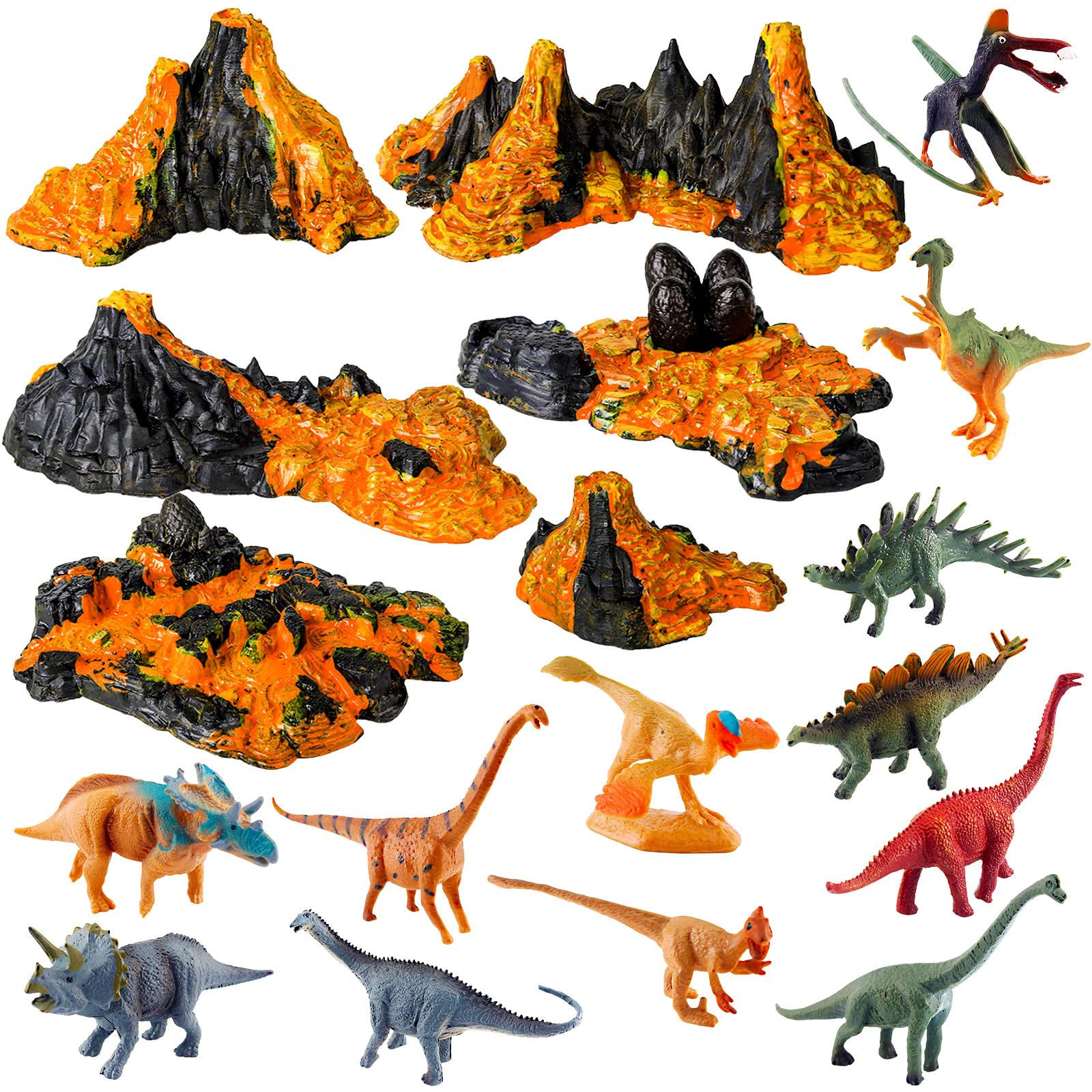 食玩　メタル恐竜フィギュア　14個 Amazon.co.jp: ミニ火山モデル ミニ恐竜フィギュア12個付き