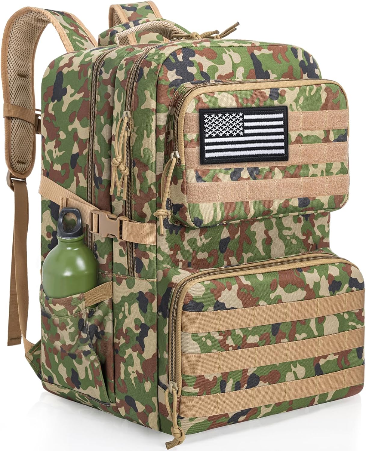 45L Tactical Backpack for Men, Water-resistant Military MOLLE Assault Backpack Bag for Hunting Camping Travel (Khaki Camo) 45L Tactical Backpack for Men, Water-resistant Military MOLLE Assault Backpack Bag for Hunting Camping Travel (Khaki Camo)