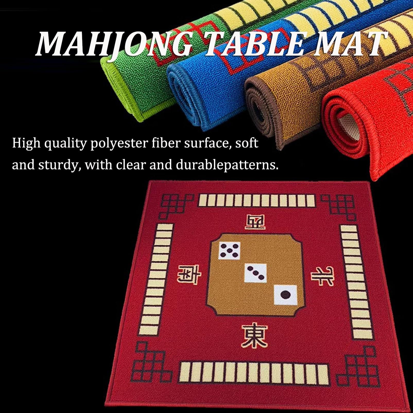 Mata do mahjonga, Mata Mahjong 4 sztuki z zasadami mata do gry redukcją szumów gier karcianych pokera planszowe(32.7x32.7inch)