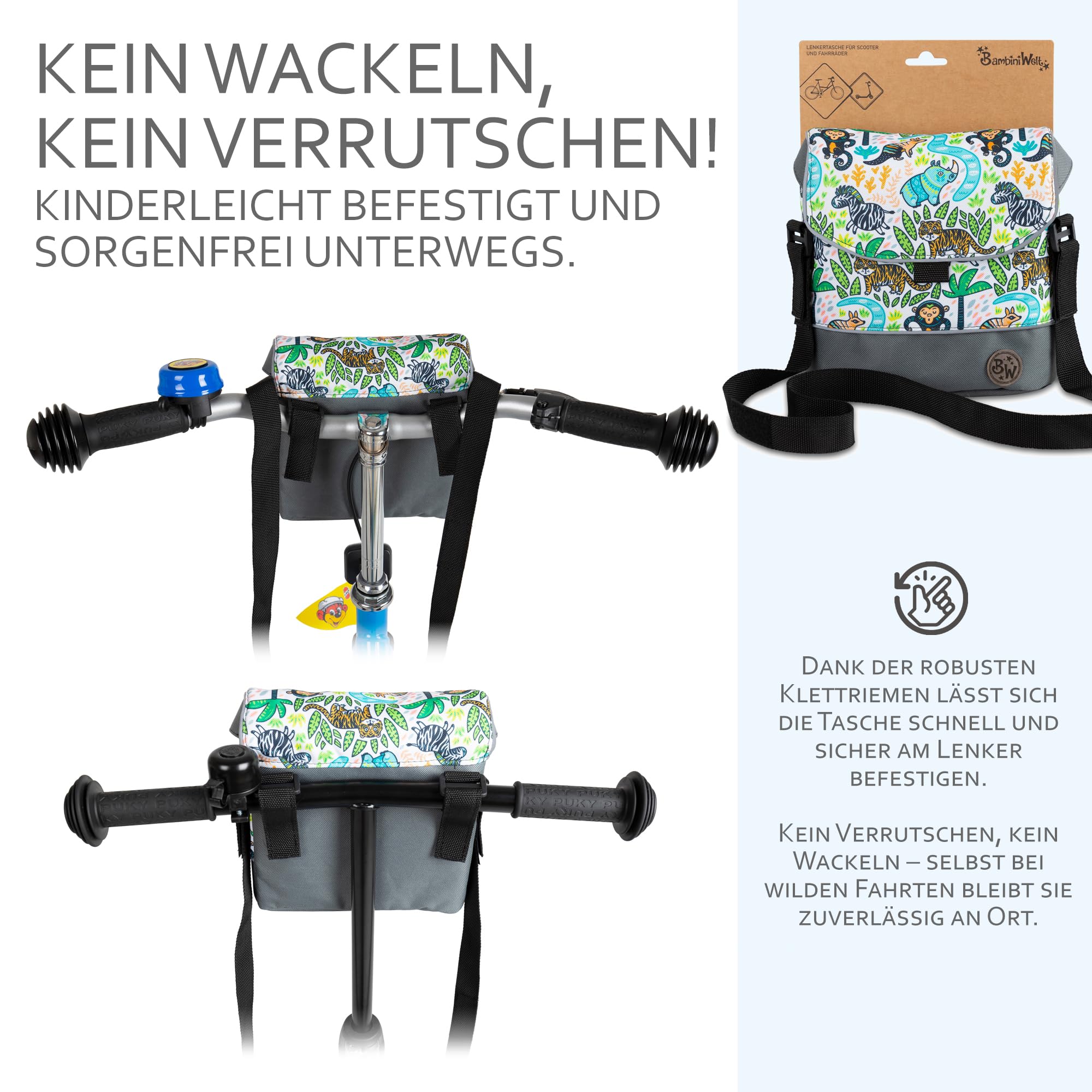 BAMBINIWELT Kinder Lenkertasche – Fahrradtasche für Kinder, Laufradtasche & Lenkerkorb mit Schultergurt – kompatibel mit Puky, Woom & Roller – wasserabweisend & robust, Farbe: Modell 25