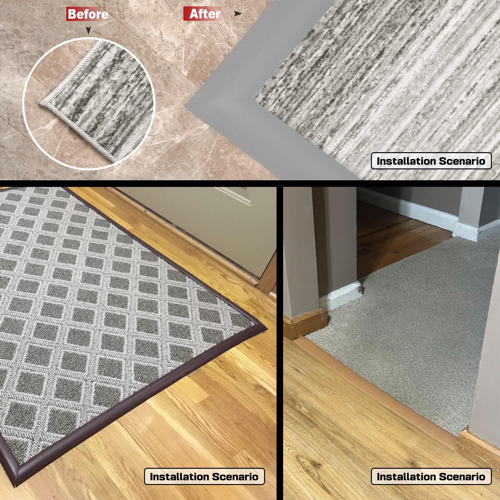 Tiras autoadhesivas de PVC de 3.3 pies para alfombras y cubiertas de suelo para superficies irregulares de hasta 5 mm, solución de tratamiento de suelos color rojo vino