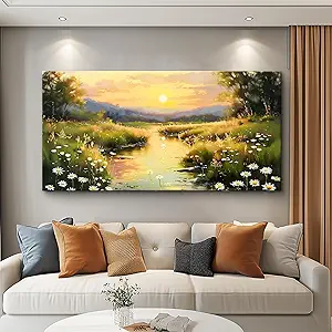 KELIYUAN Canvas Wall Art For Living Room Bedroom Wall Decor For Office Farmhouse Mural Retro Rural Landscape Painting Artwork Pictures Dining Room Hallway Home Decoration Ready To Hang 20x40 In