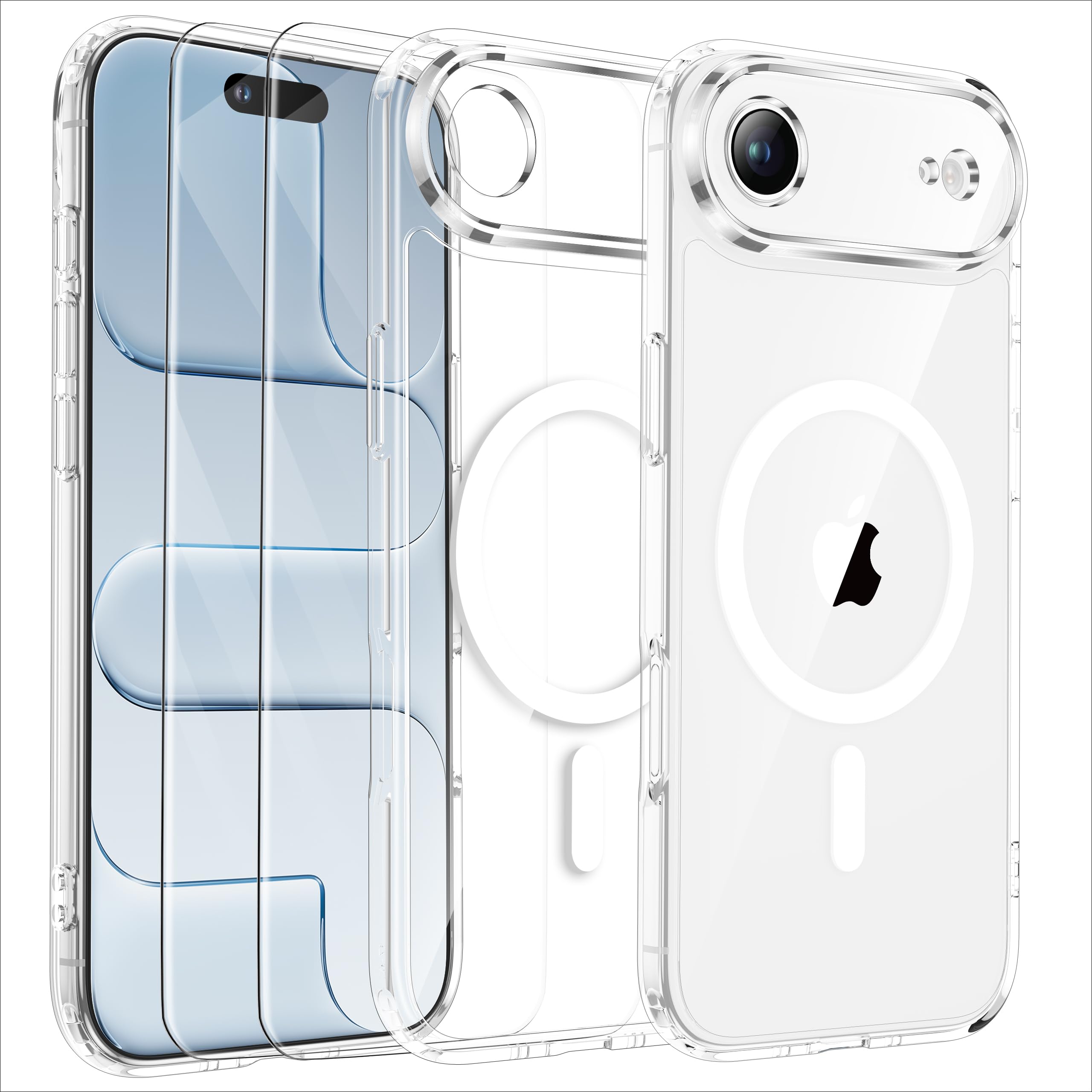 ORETECH Hülle für iPhone 17/17 Pro Max/16 Plus/15 Pro/14/13/12/11/XR/X/SE mit 2 Schutzfolie
