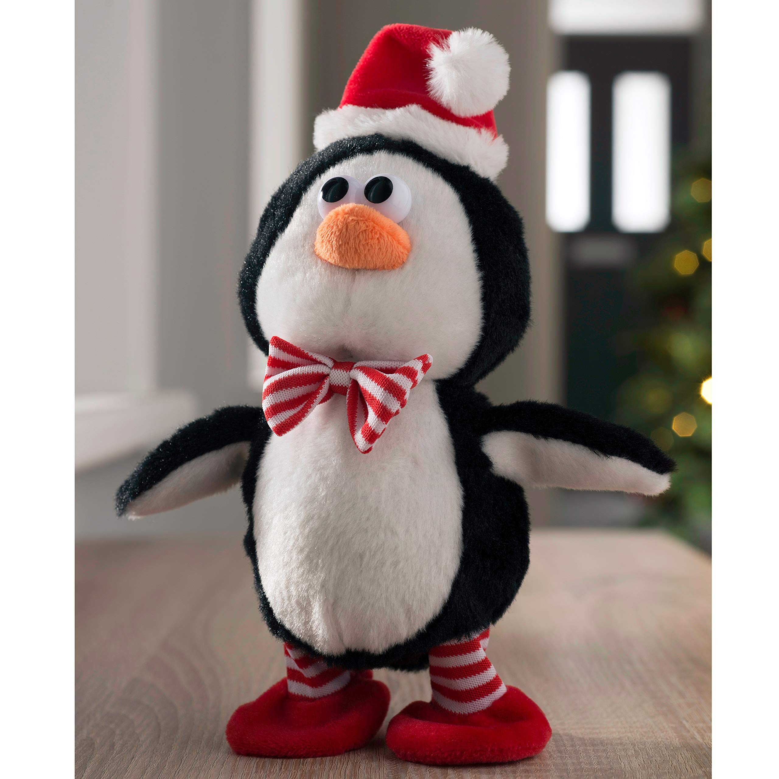 WeRChristmas Walking Talking Penguin Christmas Decoration, 20 cm, Black and White - Image 2