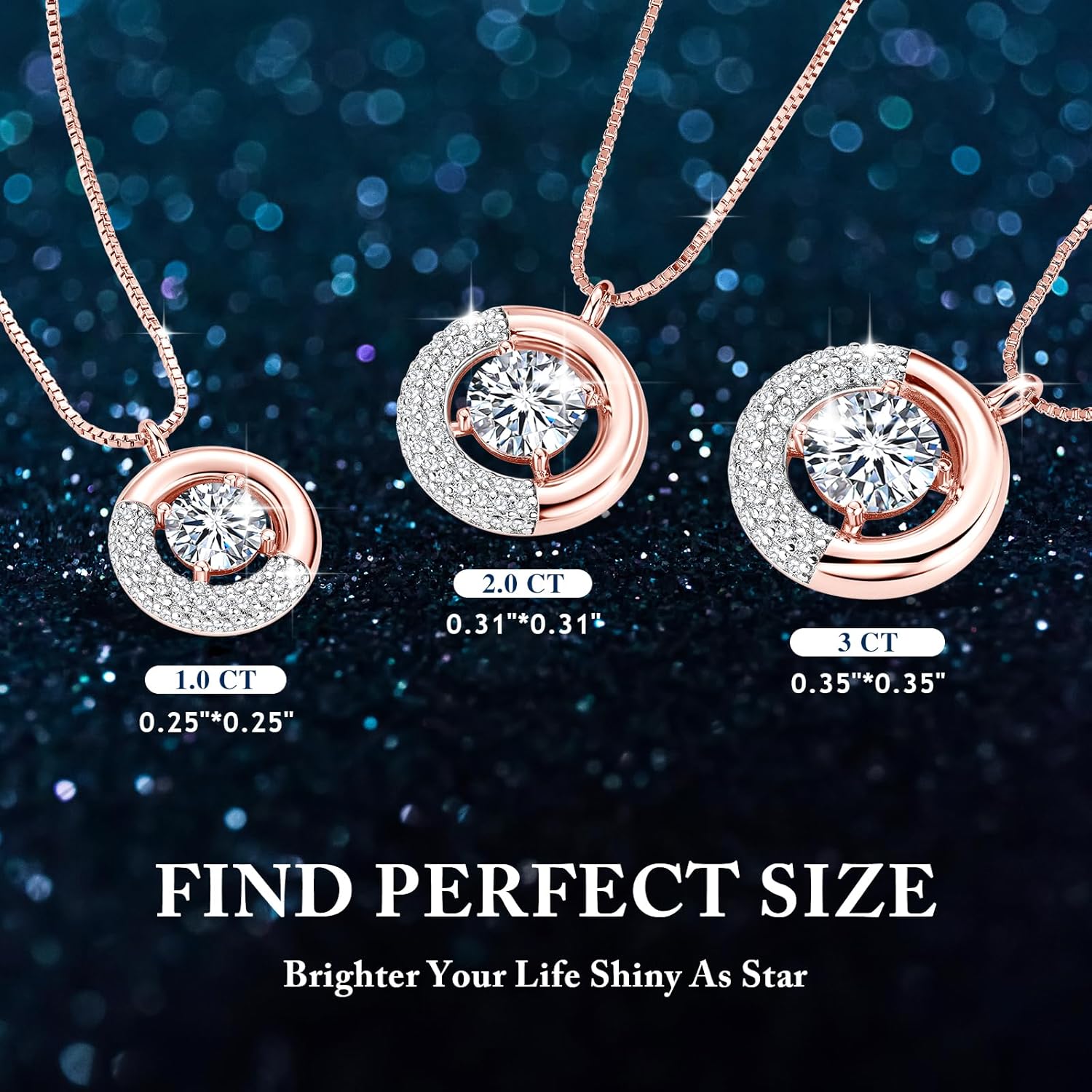 Moissanite Necklaces for Women, 925 Sterling Silver 1-3 Carat D Color Lab-Created Simulated-diamond Pendant for Her Mom Wife, Ideal Anniversary Christmas Birthday Jewelry Gifts, 18+2 Inch Chain - Image 2