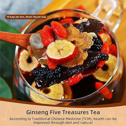 Miniatura 6 de Té de riñón de Ginseng Five Treasures, Zhu Gen Wu Bao Cha, té Wubao - Té chino para el cuidado del riñón, té de hierbas para hombres (10 bolsas1