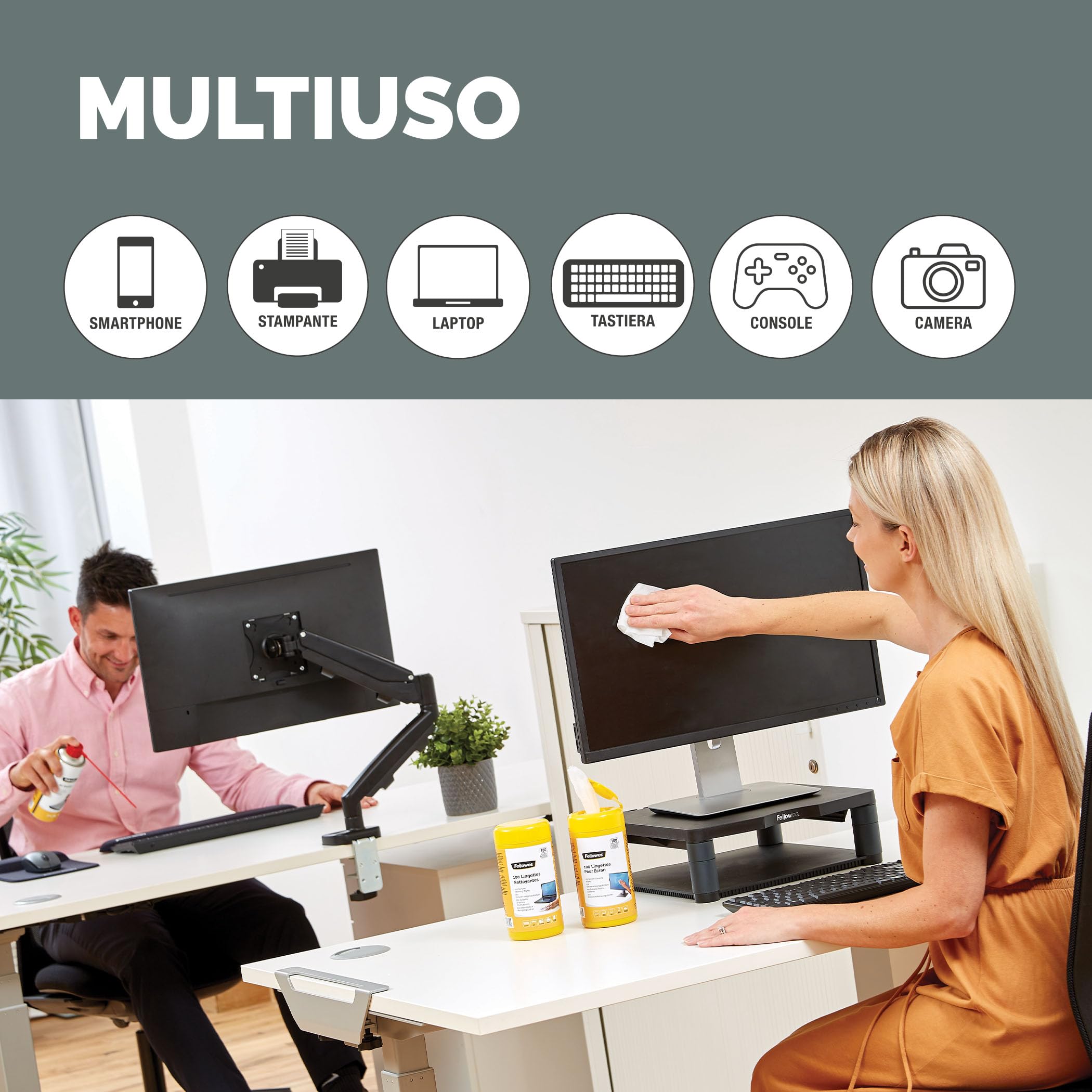 Fellowes Confezione da 6 bombolette di aria compressa – 350 ml, senza HFC – Pulitore antipolvere per PC, tastiera, stampanti, fotocopiatrici e dispositivi elettronici – Casa e ufficio