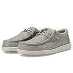 Hey Dude Wally Eco Loafers for Men and Women, Textile Upper with Round Toe Design and Lace Detailing Linen Iron 44 (US Men's 11) Medium