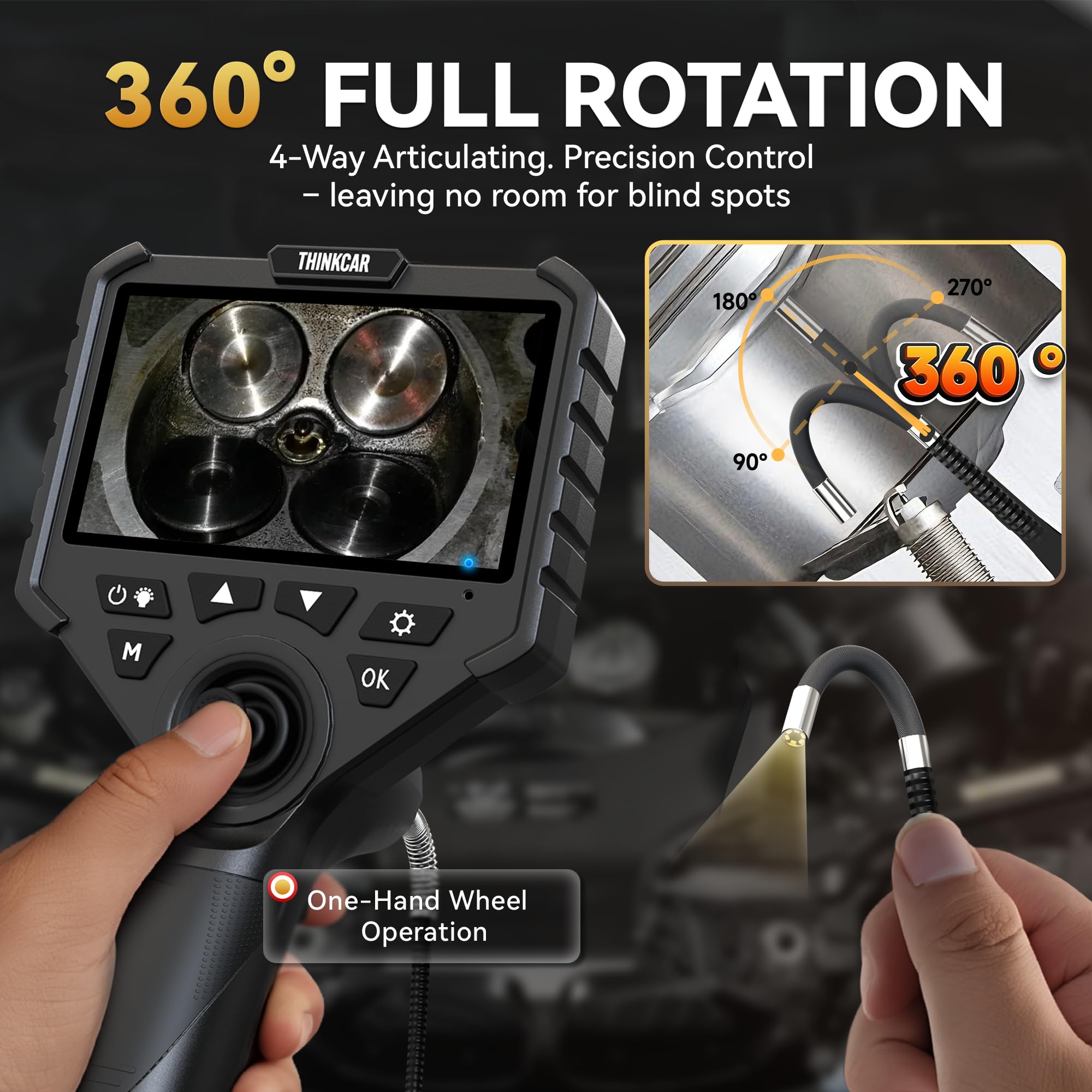 THINKCAR 4-Way Articulating Borescope,6.2mm Slim Probe,5X Zoom — Amazon image 2