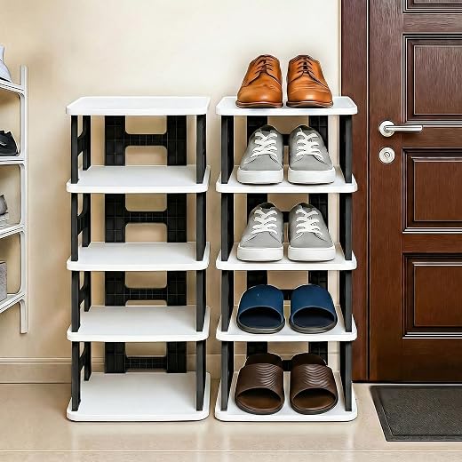VERAT 5 Tier Shoes Rack/Foldable Shoe Rack/Adjustable Shoe Organizers/Shoe Rack Plastic/Shoe Stand Foldable/Multipurpose F...