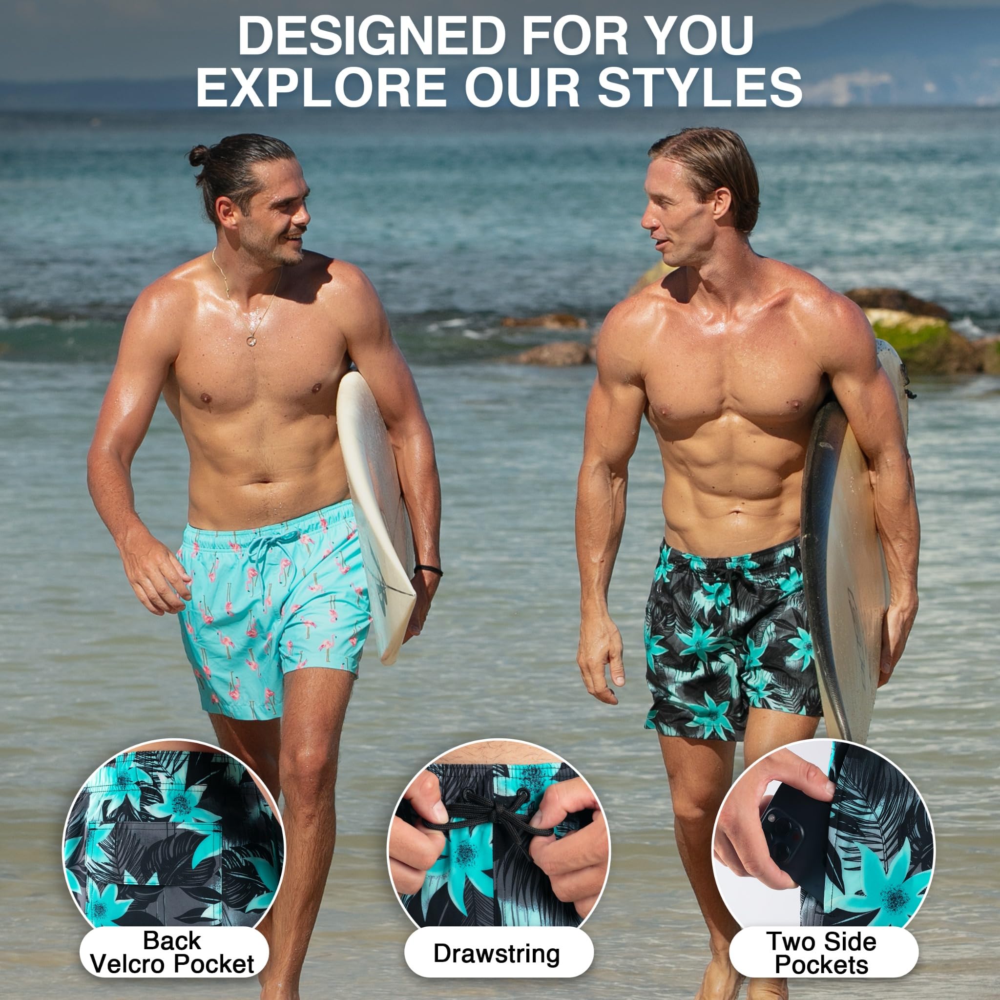 Kanu Surf Adventure Mens Swim Trunks with Compression Liner 5 inch Quick Dry Stretch Mens Bathing Suit Costume a Pantaloncino Uomo (Pacco da 1)