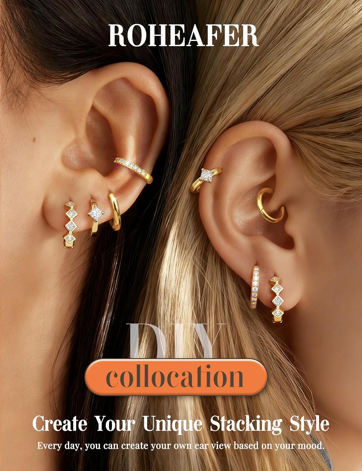 Small Gold Hoop Earrings for Women Hypoallergenic Huggie Hoop Earring Stacks Chunky Hoop Earrings Set image 3