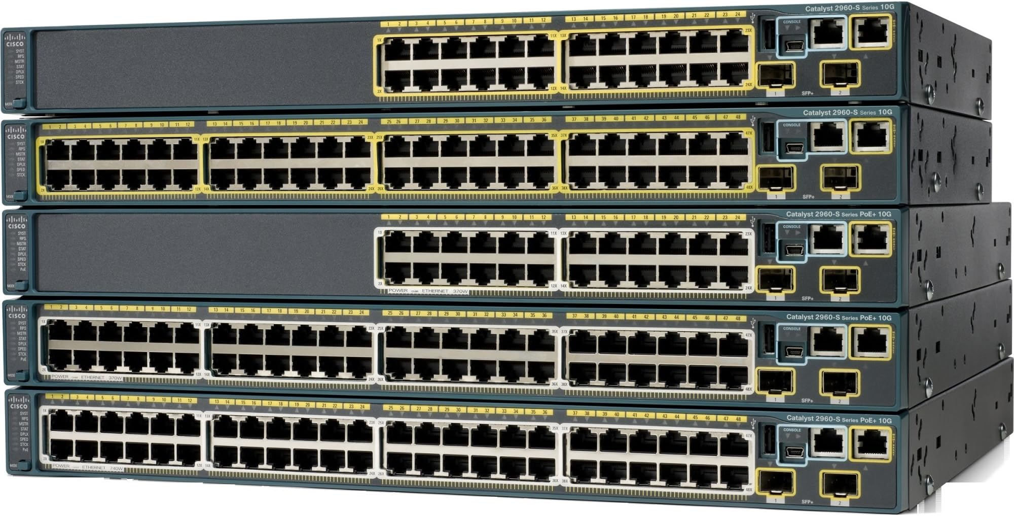 CISCO Catalyst 2960-SF Switch / 24 Ports - Manageable - 24 x POE+ - 3 x Expansion Slots - 10/100Base-TX - PoE Ports - Desktop / WS-C2960S-F24PS-L /
