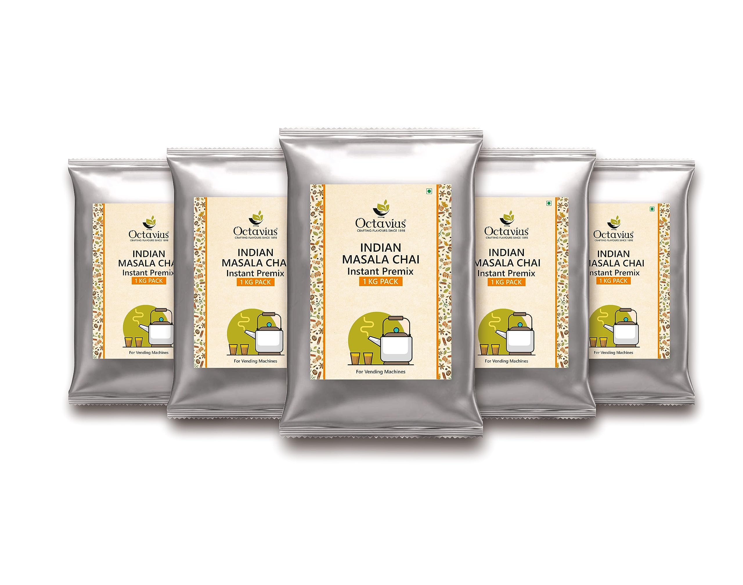 Octavius | Indian Masala Premix Tea- 1Kg (Pack Of 5) | Tea Premix For Vending Machine | Masala Chai Instant Tea Premix | Masala Chai Powder | Readymade Tea | Apt For Office, Canteen and Institutions | Brew Hot | With Added Extracts Of Exotic And Arom (B08HQLQB1X) Amazon Price History, Amazon Price Tracker