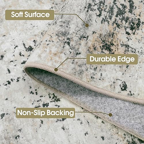 Miniatura 122 de Alfombra de área para sala de estar: alfombra lavable de 5 x 7 con respaldo antideslizante, no desprende pelo, resistente a las manchas, plegable