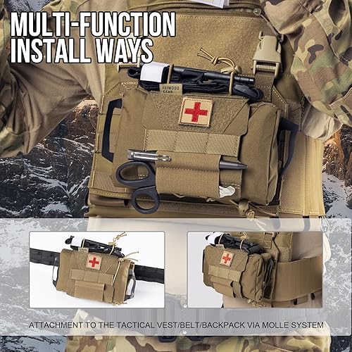 Miniatura 3 de Bolsa táctica IFAK, kit de primeros auxilios FEIWOOD GEAR Rapid Tear-Away Sistema de dos piezas Bolsas médicas Bolsa de supervivencia de emergencia