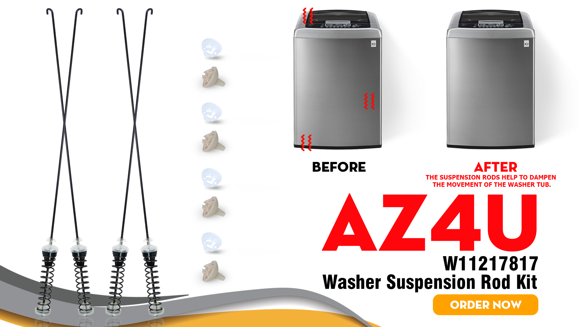 Ricambio Lavatrice Whirlpool Kit 4 Aste Di Sospensione Per Lavatrice Whirlpool Ricambio N 1160721