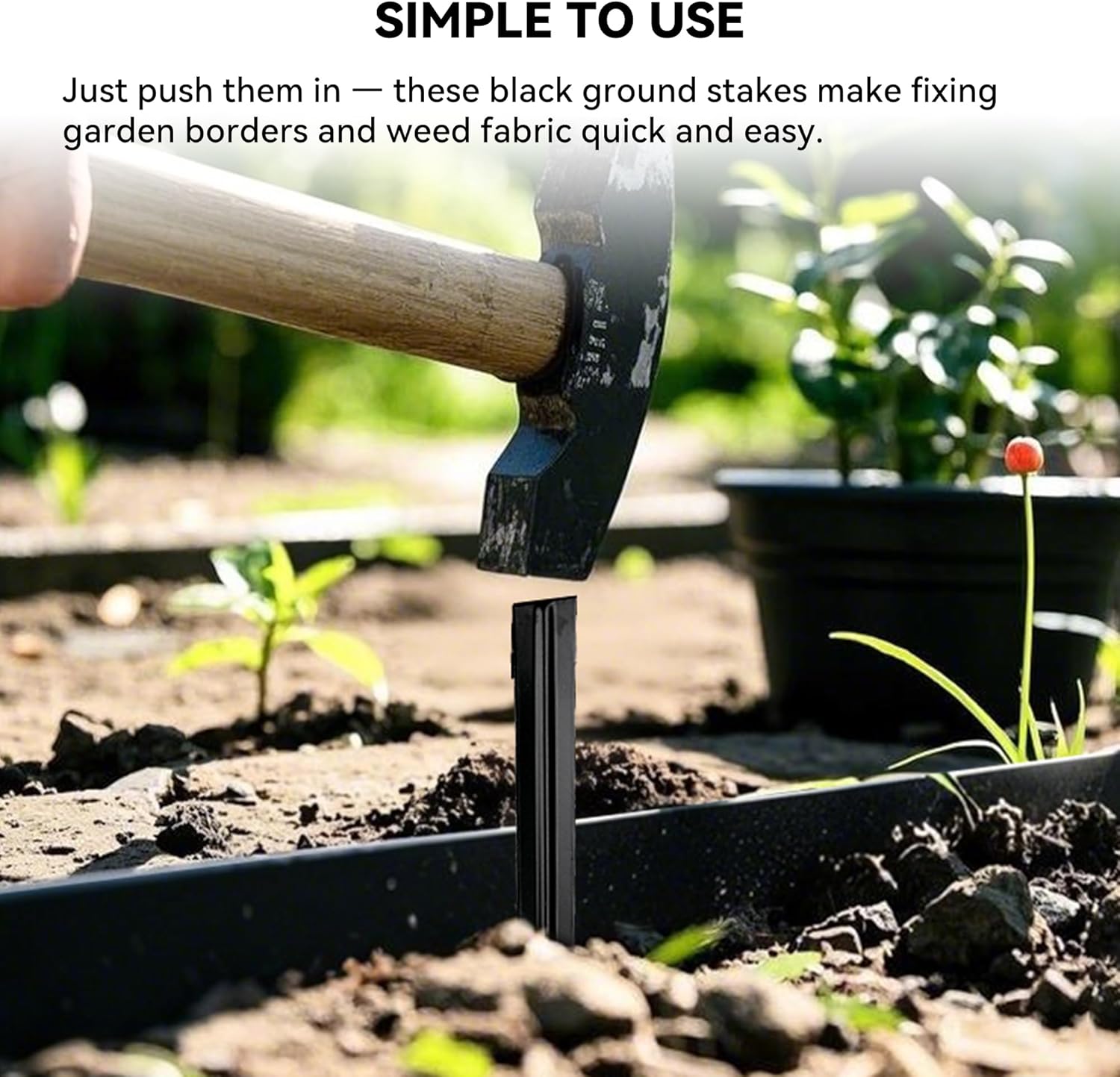 Metal Landscape Edging Stakes, 13Pcs 8Inch Galvanized Steel Garden Stakes Solid Top Curved Anchoring Spikes with Reinforcing Rib, for Corrugated Edge, Terrace Decor, Black - Image 5