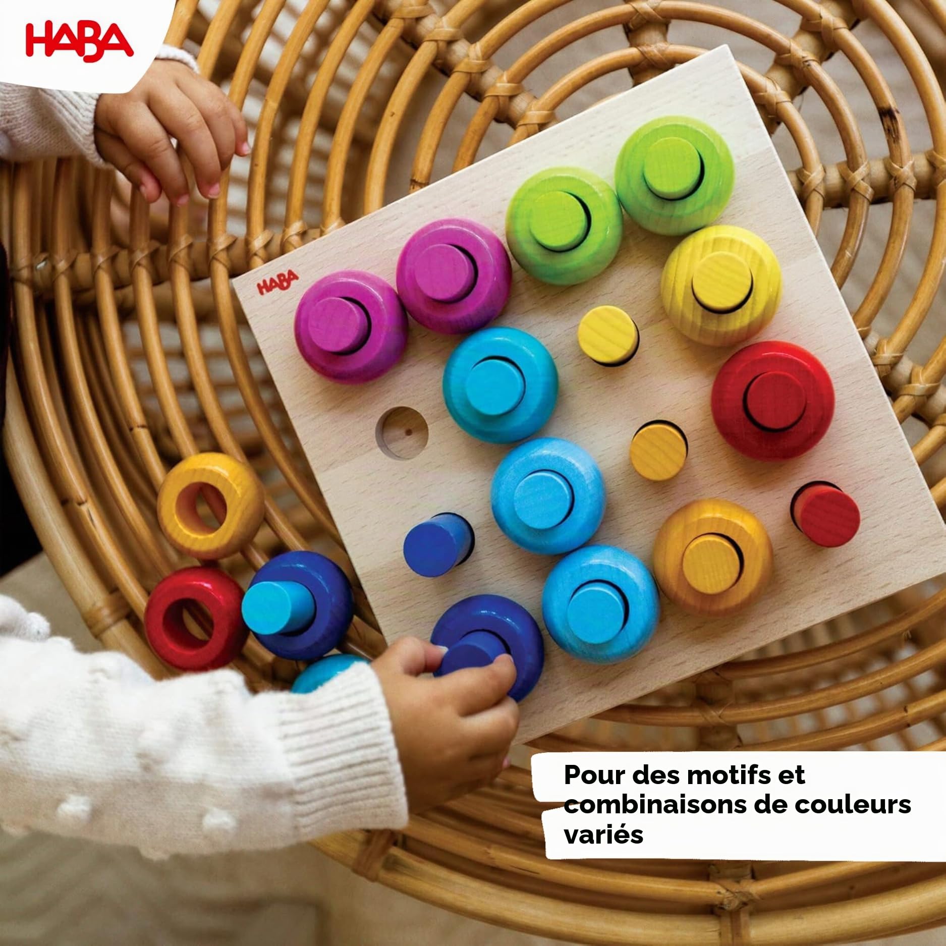 HABA - Jouet en Bois PEFC - Construction - Jeu à Enficher Anneaux - 2 Ans et Plus - 2202