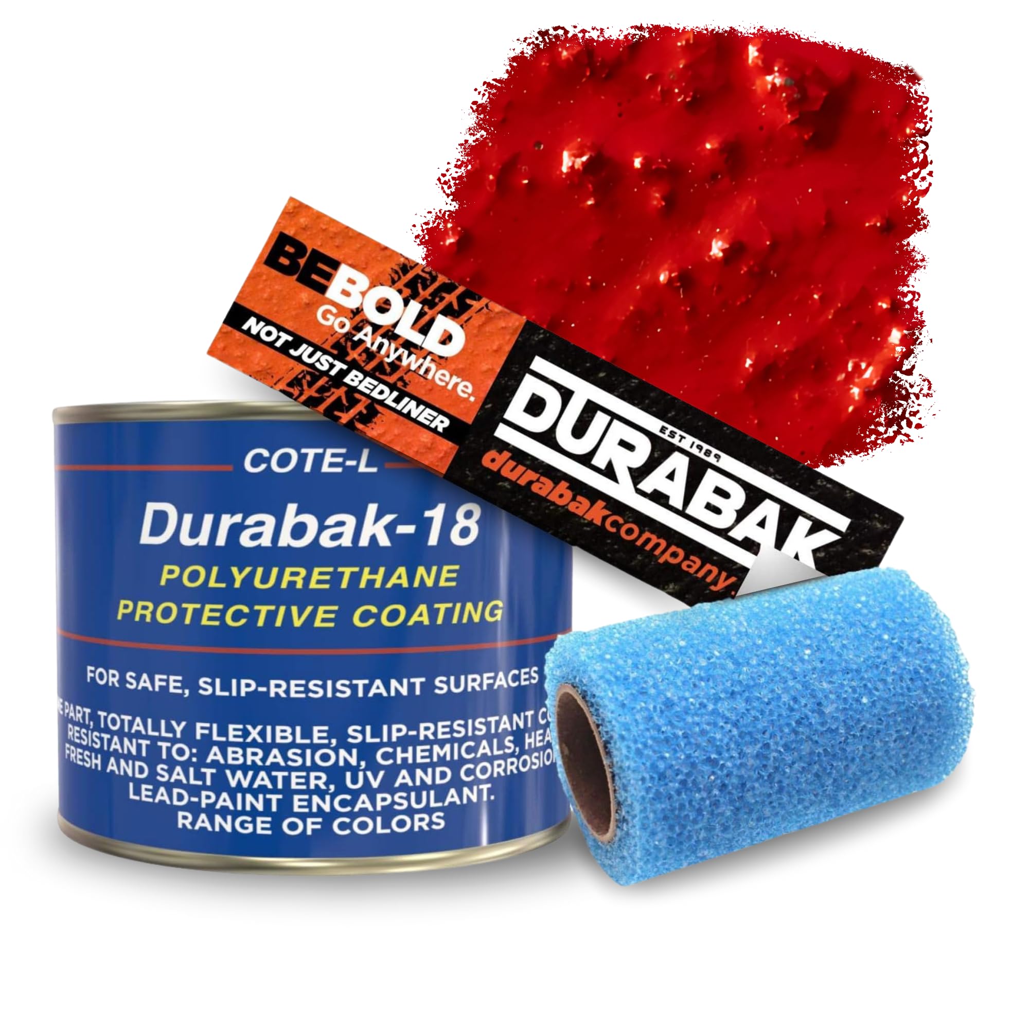 Durabak-18 Textured Truck Bed Liner Quart KIT - Roll On Coating | DIY Custom Coat for Bedliner and Undercoating, Auto Body, Automotive Rust Proofing, Boat Repair (Quart, Bright Red)