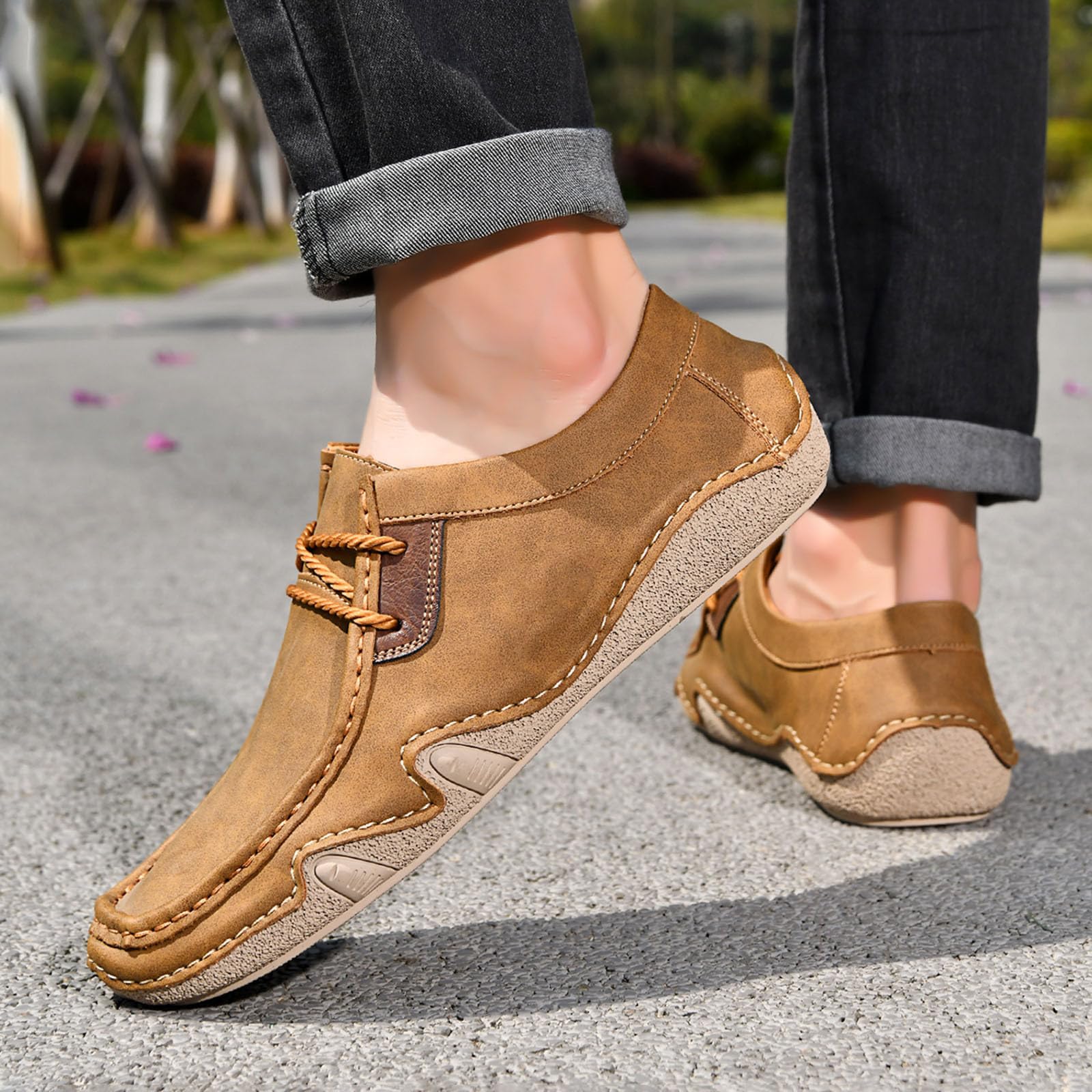 Scarpe da uomo tradizionali, in pelle, con lacci, scarpe da trekking, sportive, per attività all'aperto, eleganti, comode, per il tempo libero e per l'uso quotidiano