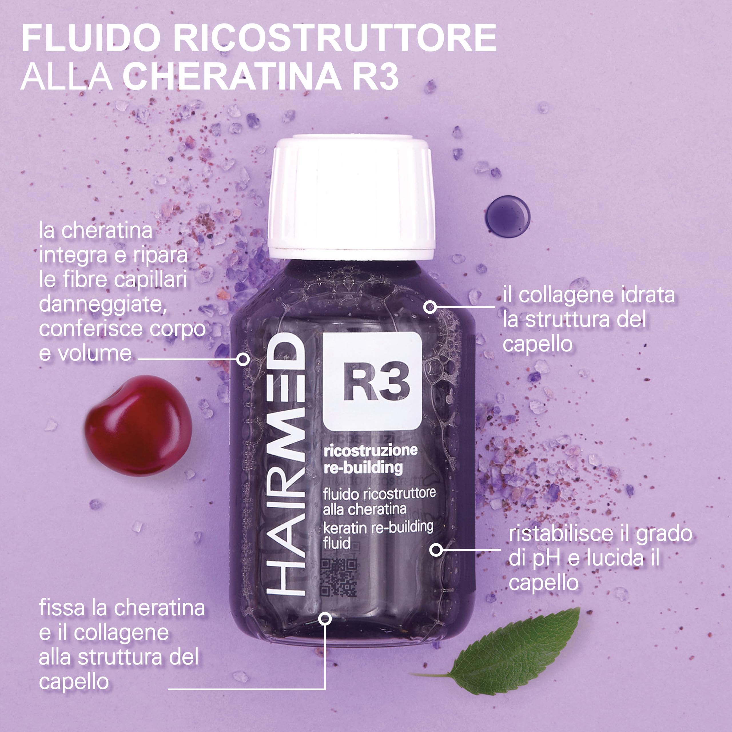 HAIRMED, R3 Siero Cheratina Volumizzante per Capelli Fini, Cheratina per Capelli, Trattamento Capelli alla Keratina, 100 ml