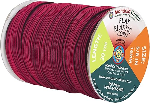 Vista 286 de Mandala Crafts - Rollo de cordón elástico plano para costura y manualidades Beige