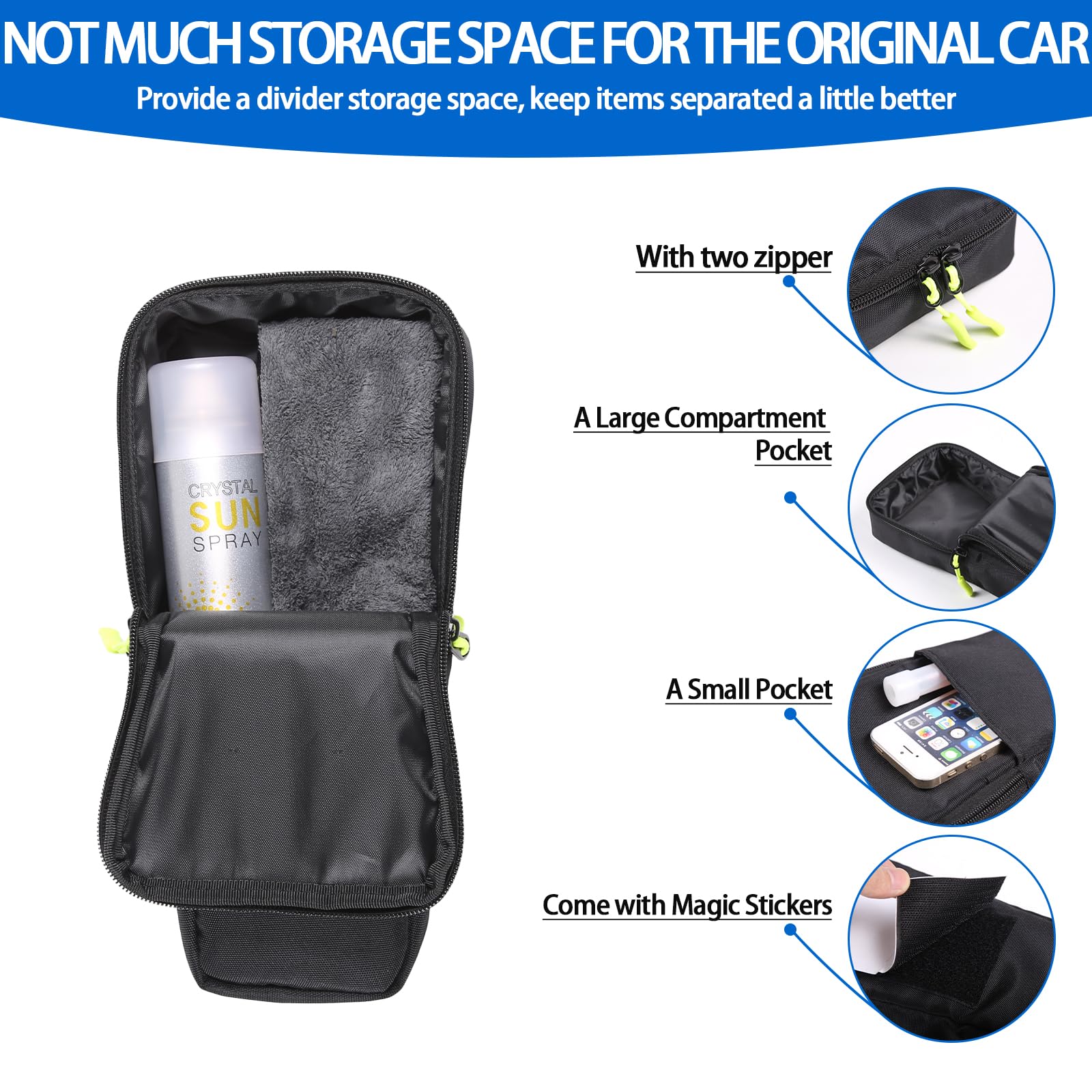 Organizador de almacenamiento entre asientos compatible con Chevrolet Corvette C8 2020-2023, compartimento de asiento de consola central, bolsa de almacenamiento de tela Oxford, ahorro de