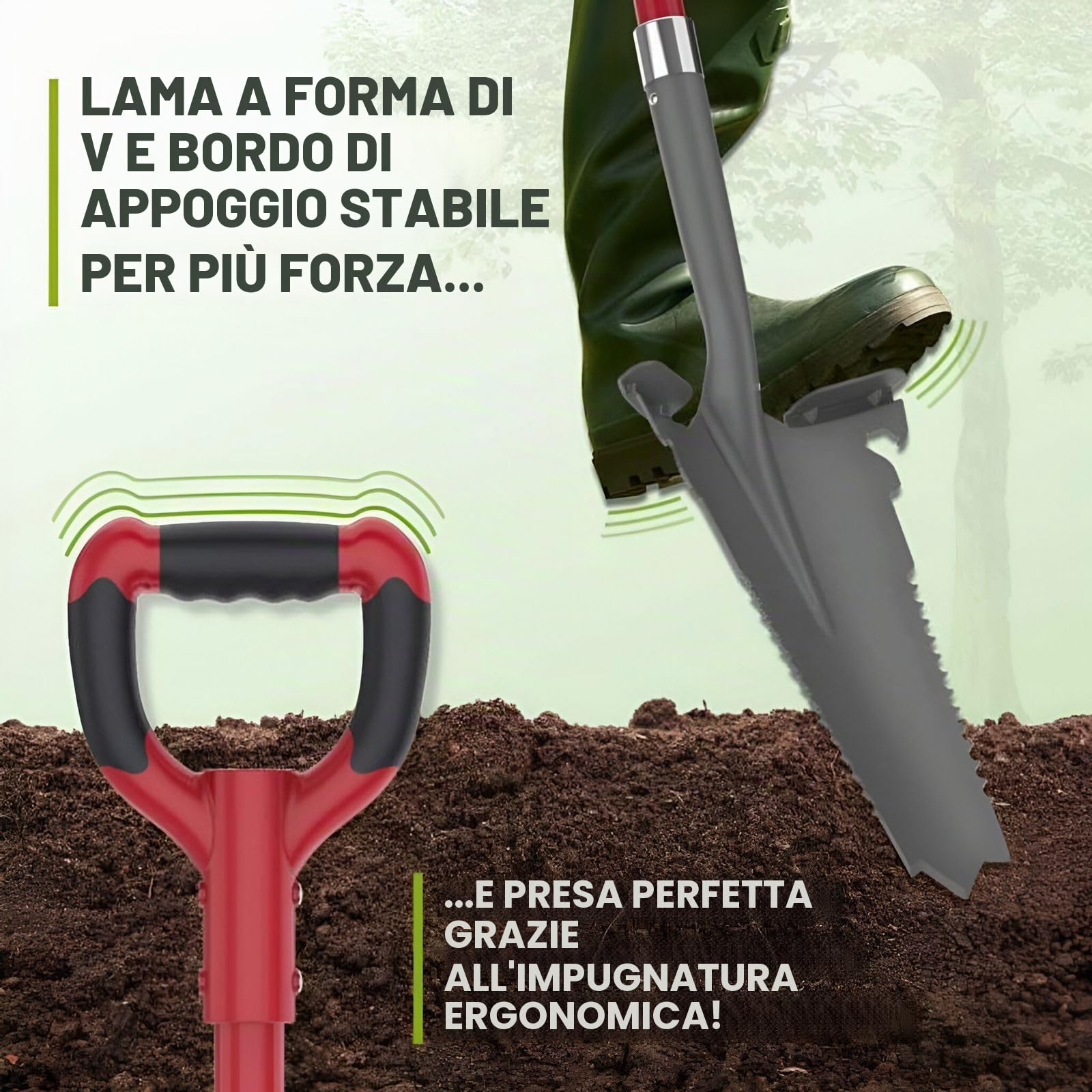 Sega a vanga e radici, taglia radici, lama a V per una facile crescita nel terreno, a risparmio energetico ed ergonomica