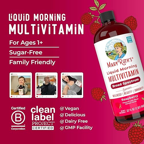 Miniatura 8 de MaryRuth Organics Liquid Morning Multivitamin for Women, Men & Kids Vitamin A C D E B6 B12 Biotin Zinc Beauty Vegan Non-GMO Gluten Free