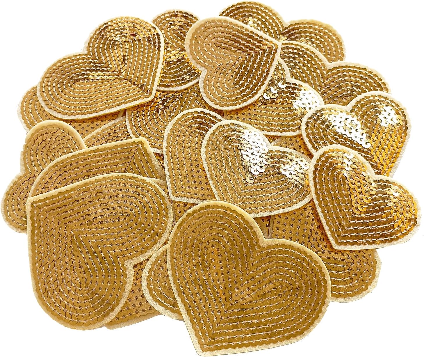 Zlettery 28Pcs Sequin Heart Iron on Patches 2 Sizes
