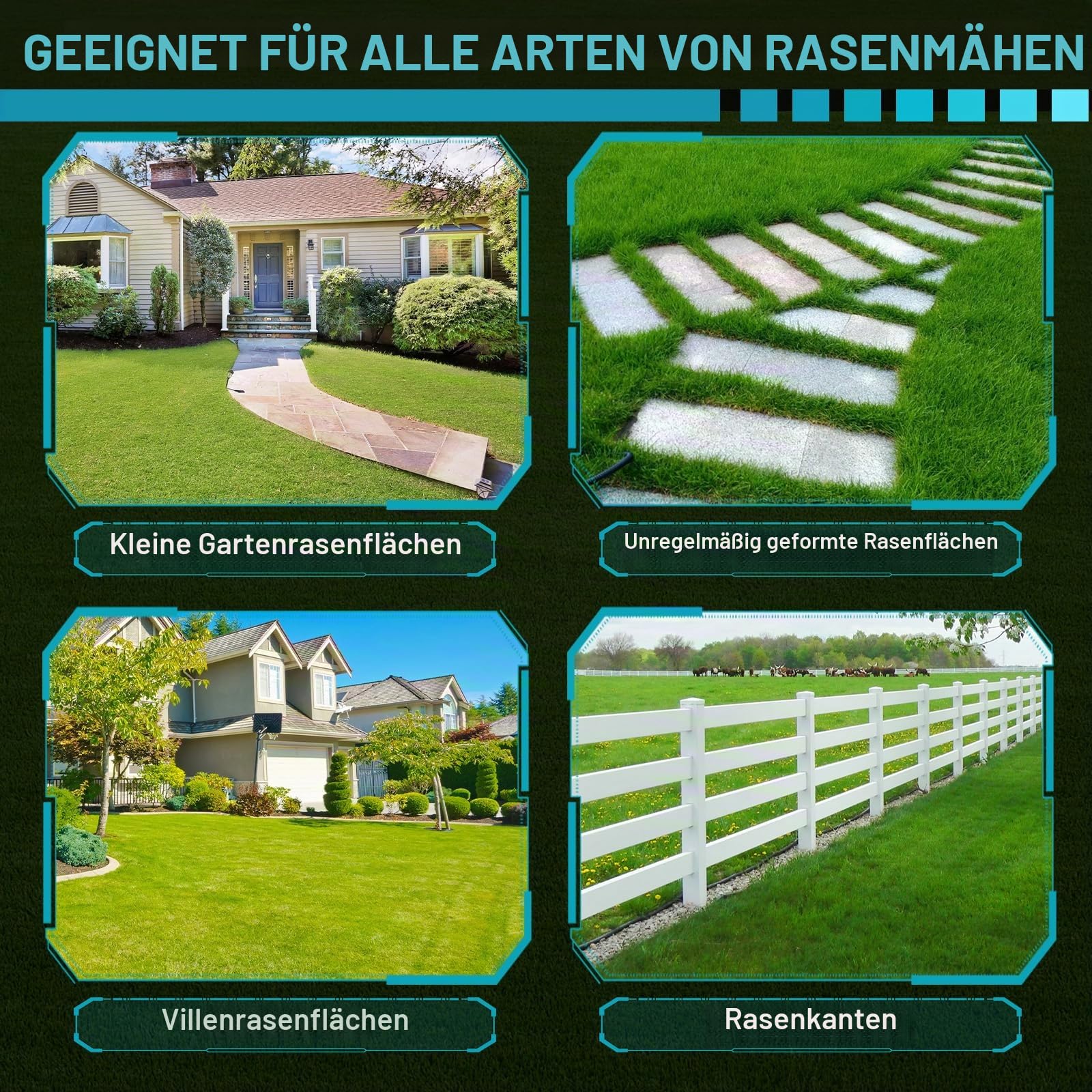 Akku-Rasenmäher für Makita 18V, 23 cm Schnittbreite, 3-stufige Schnitthöhe (20-50 mm), bürstenloser Motor, ideal für kleine Gärten bis 50 m² (ohne Akku)