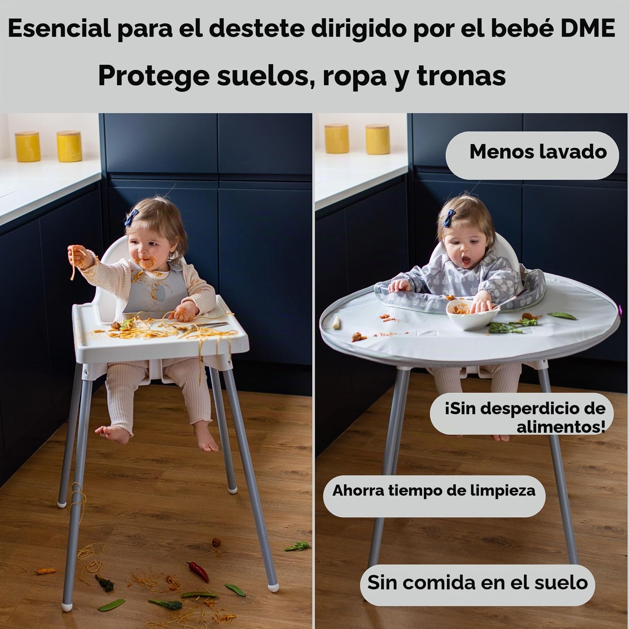 Tidy Tot Combo Babero Destete y Kit de Bandeja- Bandeja 3 baberos/capa con mangas ¡El babero de Baby Led Weaning Esencial! Perfecto para jugar sin manchas y para el destete