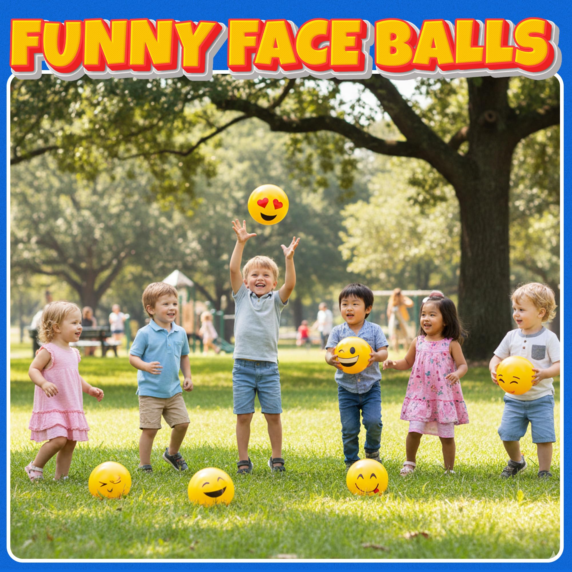 Palline rimbalzanti per viso felice da 8,5 pollici o 5 pollici per bambini e bambini piccoli, palline gialle da patio con 5 disegni divertenti, regali di palla leggera per ragazzi e ragazze dai 3 ai 5