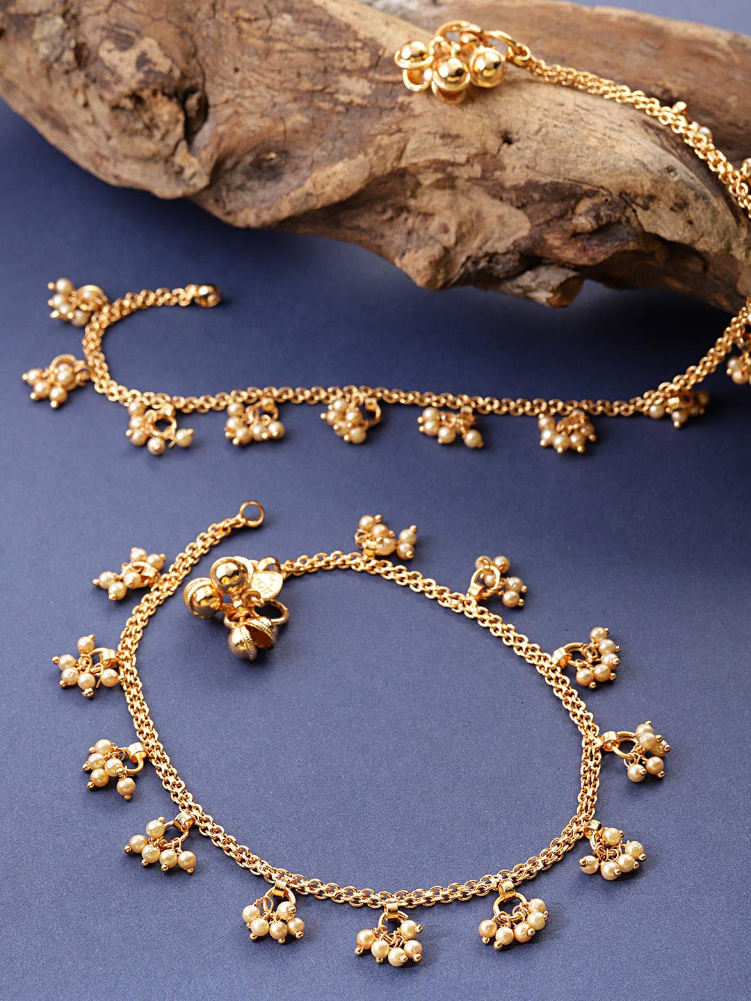 Brass Stylish Moti Anklet, Everyday Wear