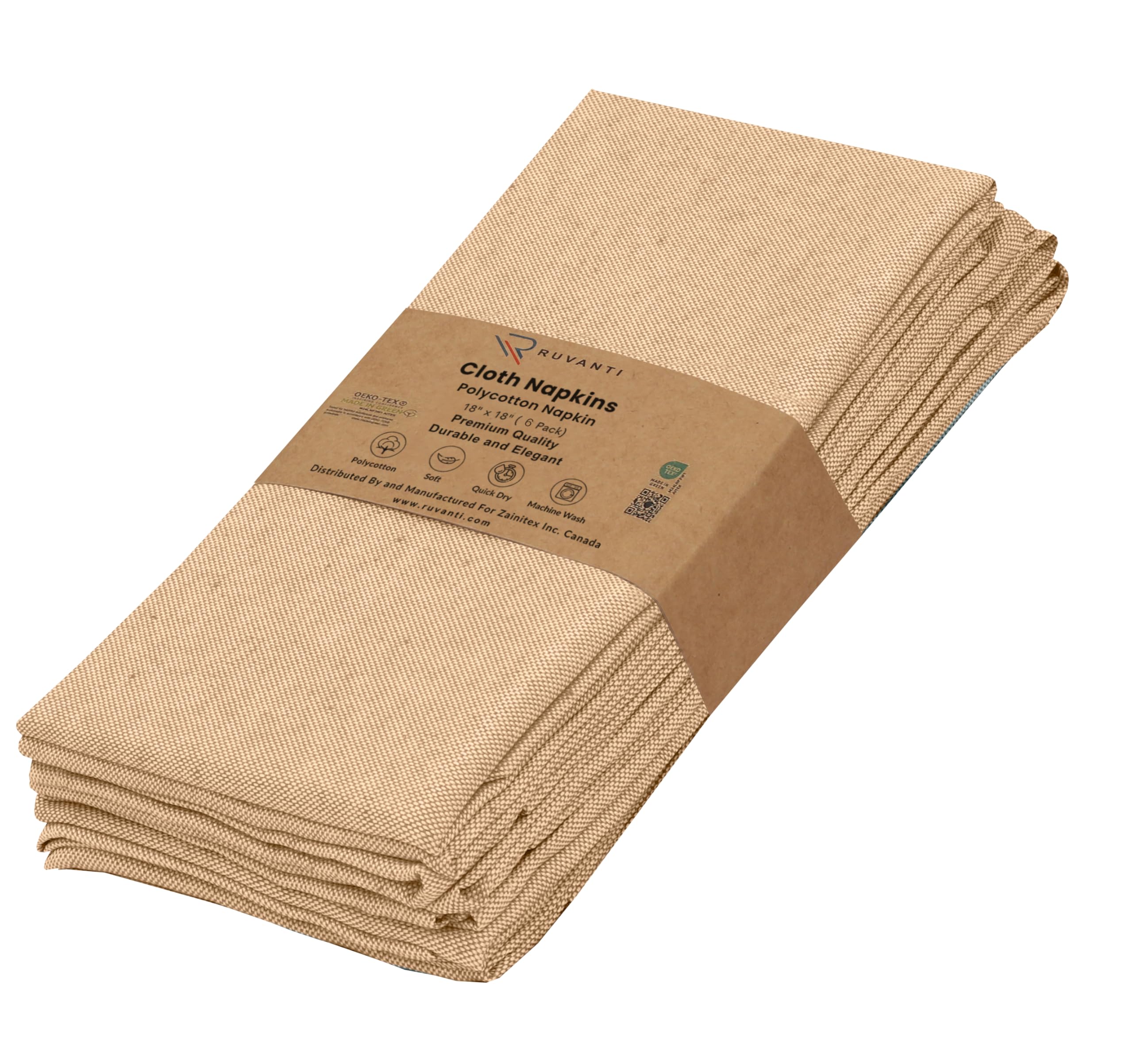 Ruvanti Cloth Napkins Set of 6, 18x18 Reusable Napkins Cloth Washable, Soft & Durable Table Napkin, Poly Cotton Fabric Dinner Napkins for Parties,