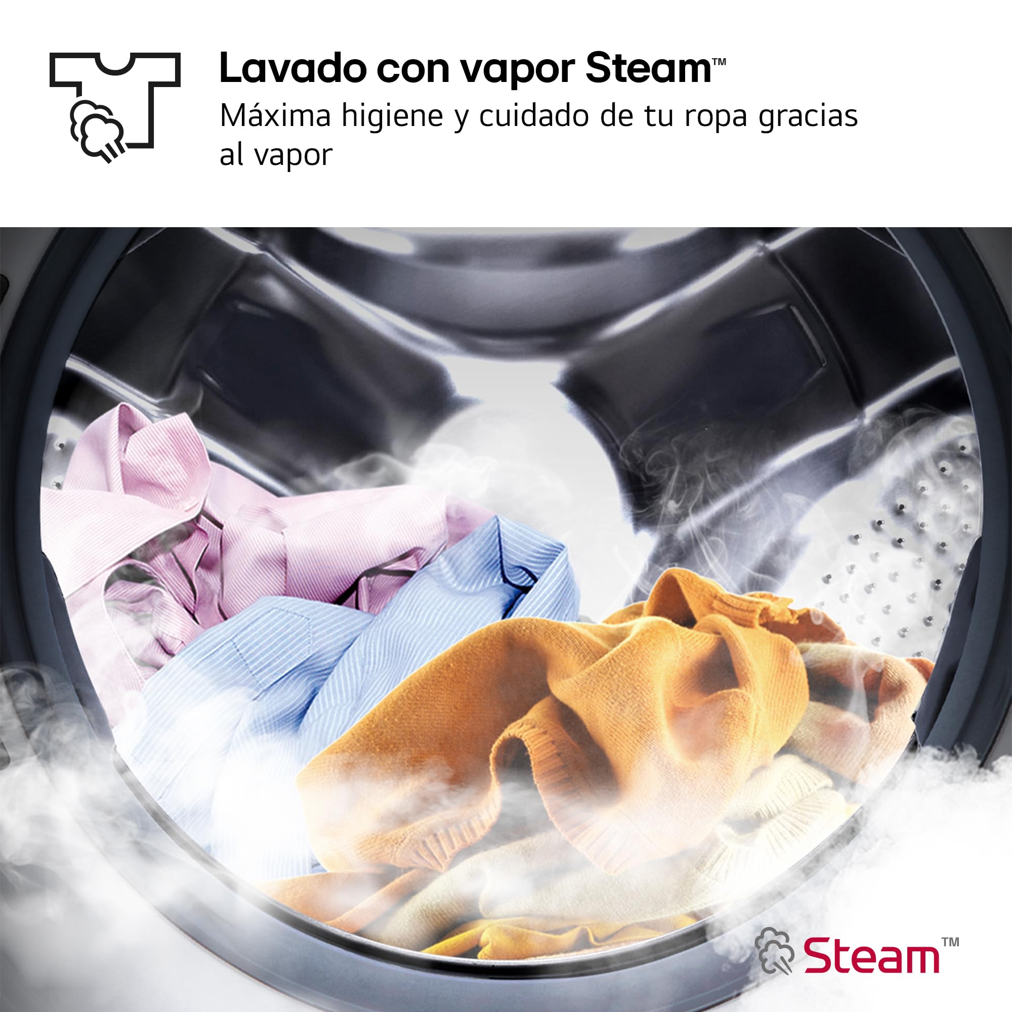 LG F4WR5010A6W - Lavadora Inteligente, 10kg, AI Direct Drive, 1400rpm, Vapor Steam, Clasificación A, Serie 500, Color Blanco