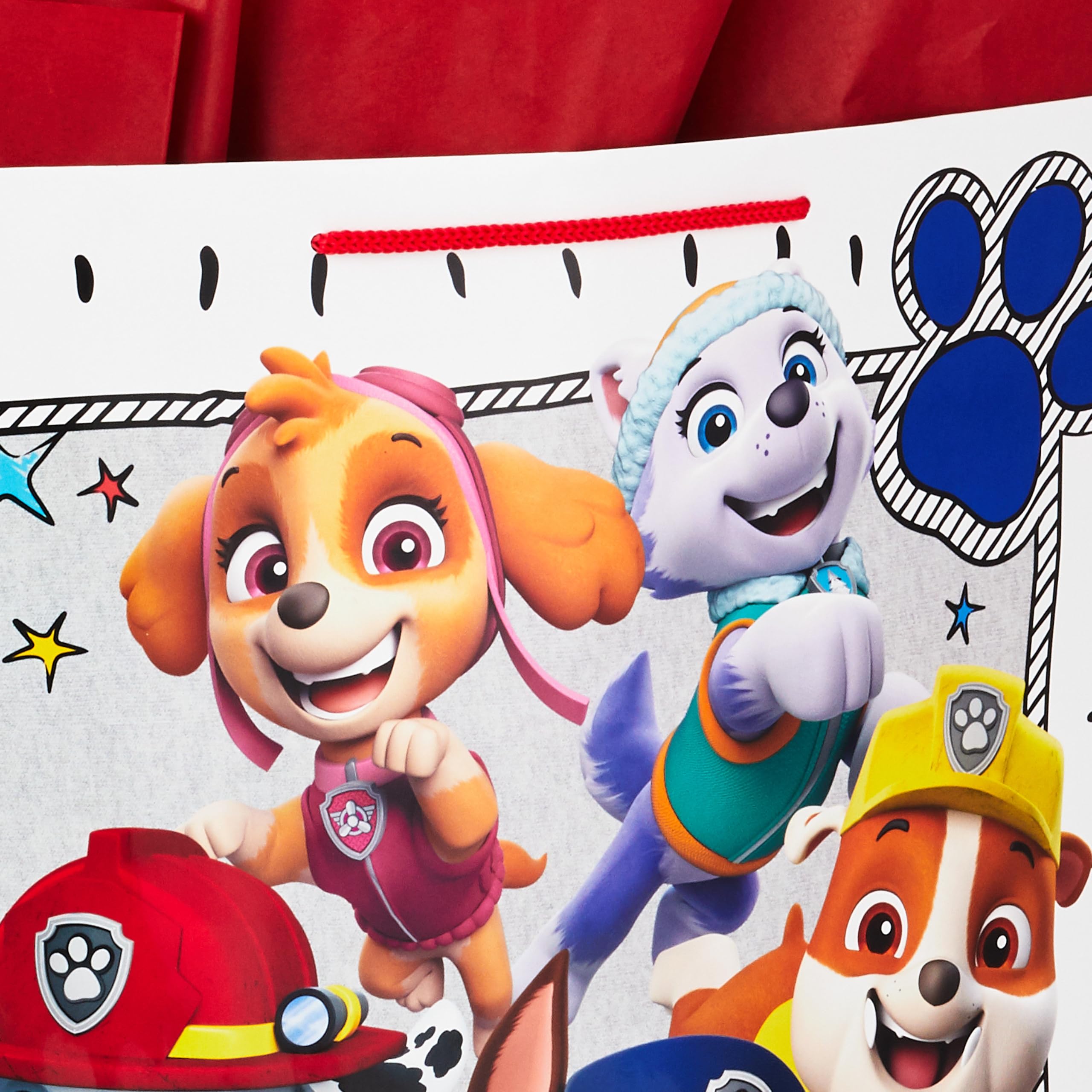 Hallmark 38,1 cm große Paw Patrol Geschenktüte mit Seidenpapier für Geburtstage, Kinderpartys, Weihnachten, Feiertage