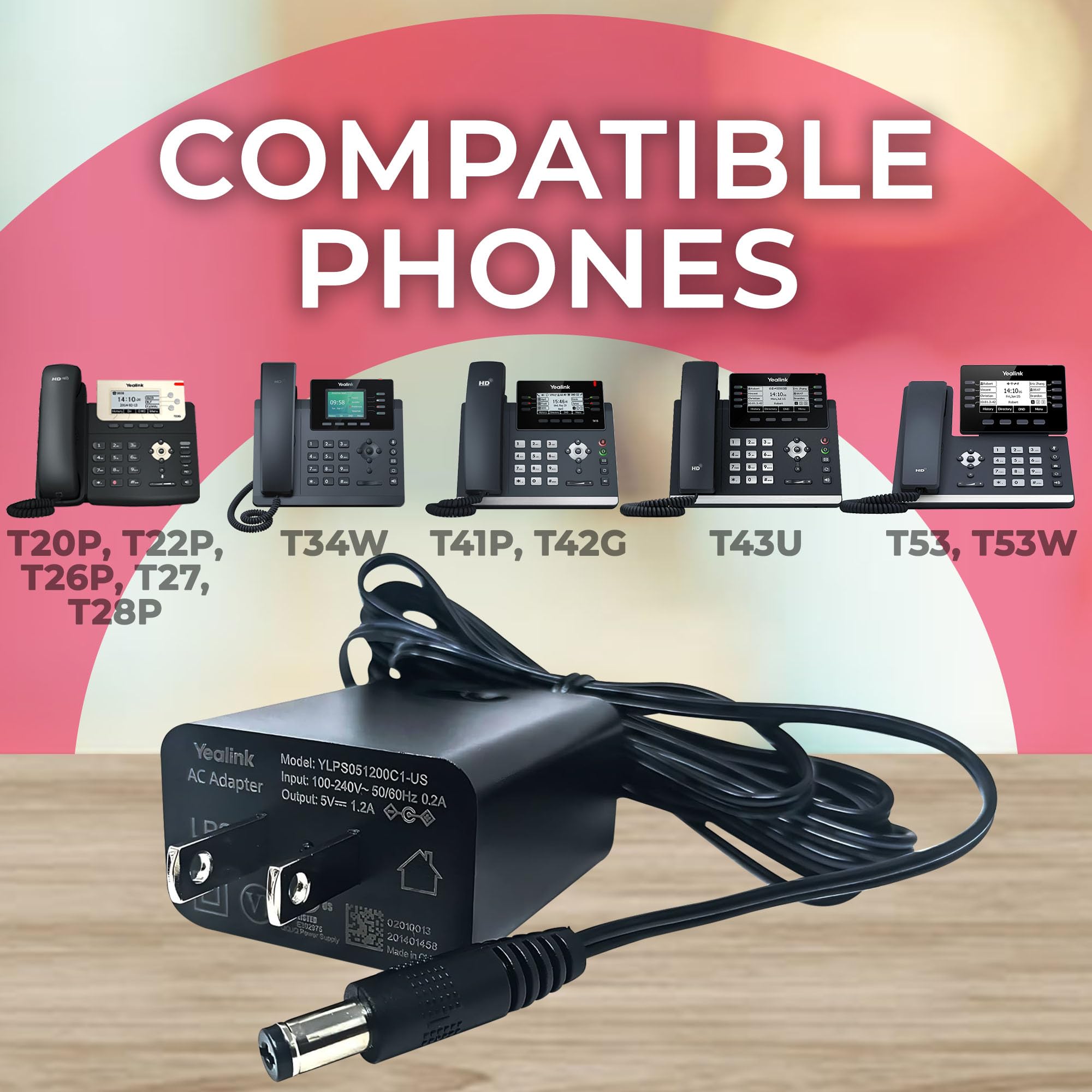 Yealink Power Adapter 5V 1.2A for T43U, T53, T53W, T34W Desk Phones — Amazon image 3