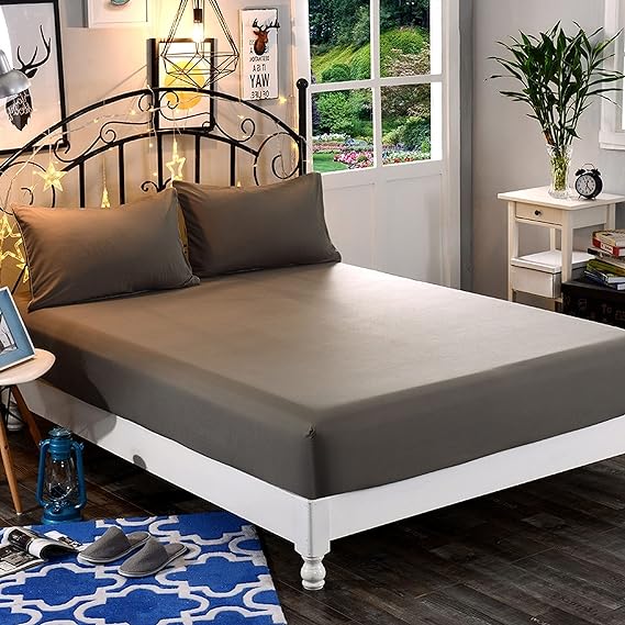 Elegant Comfort 1500 Premium Hotel Quality 1-Piece Fitted Sheet, Softest Quality Microfiber - Deep Pocket up to 16 inch, Wrinkle and Fade Resistant, Queen, Gray