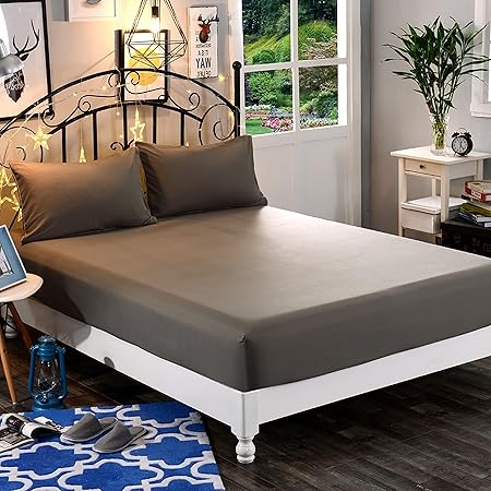 Elegant Comfort 1500 Premium Hotel Quality 1-Piece Fitted Sheet, Softest Quality Microfiber - Deep Pocket up to 16 inch, Wrinkle and Fade Resistant, Queen, Gray