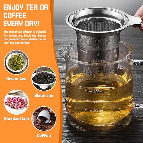 Miniatura 7 de 4Pcs Extra Fine Mesh Tea Infuser Tea Strainer with Lid, Large Capacity Tea Strainers Tea Infusers for Loose Tea, 188 Stainless Steel Loose Leaf Tea