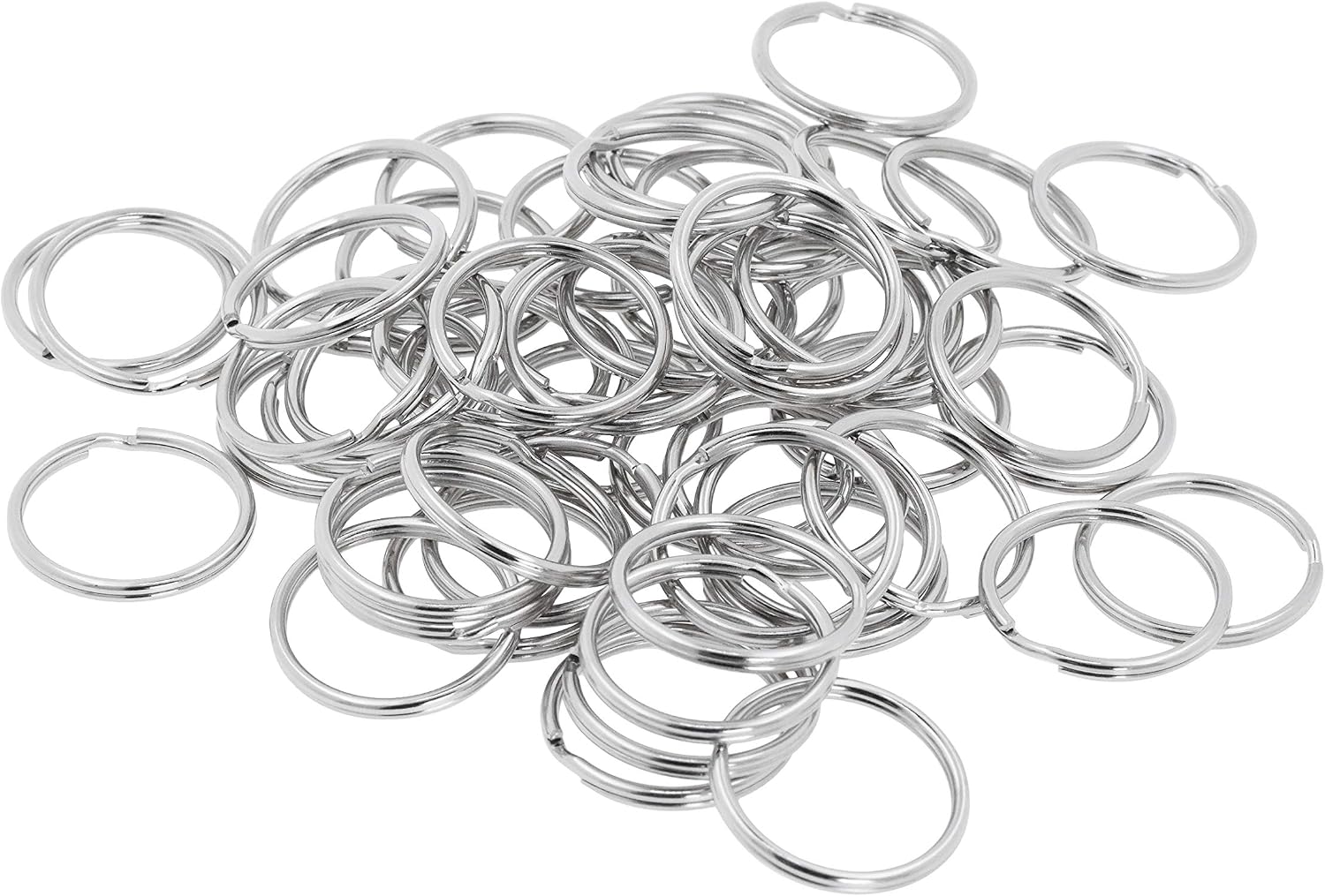 Mandala Crafts 1.25 Inch Metal Key Rings – 100 Bulk Pack Heavy Duty Rust-Resistant Silver Round Split Keychain Rings for Home, Office, and Car Keys, Pet Tags, Crafts & Keyrings DIY
