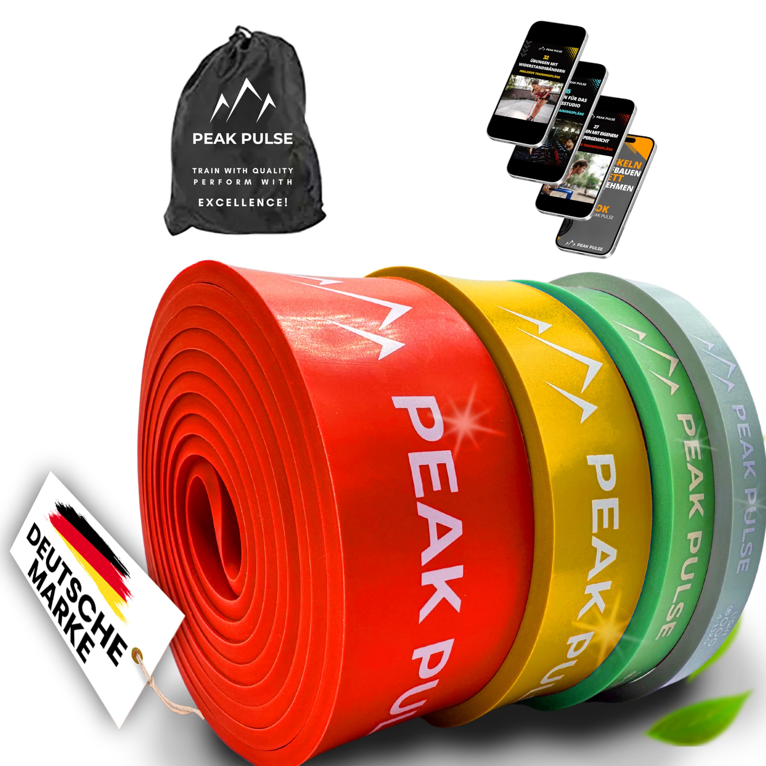PEAK PULSE Klimmzugbänder Widerstandsbänder [Reißfest & Langlebig] Pull Up Bands Klimmzughilfe Resistance Bands für Calisthenics