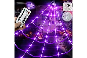 20*17FT Halloween Spider Web with 150 LED Purple Lights