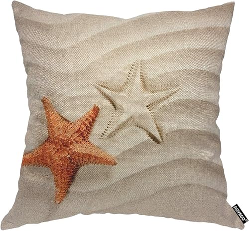 Miniatura 1 de AOYEGO Funda de almohada decorativa con diseño de estrellas de mar en la playa, diseño de olas de arena, mar, hermosa costa, océano exótico,
